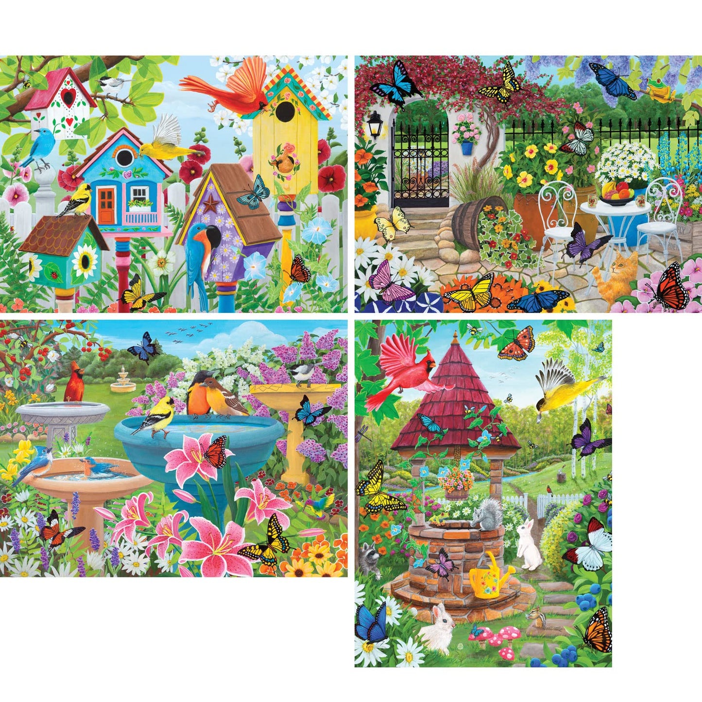 Bits and Pieces – 4-in-1 Multi-Pack - 500 Piece Jigsaw Puzzles for Adults – 500 pc Spring Garden Flowers Puzzle Set Bundle by Artist Kathy Bambeck - 41cm x 51cm