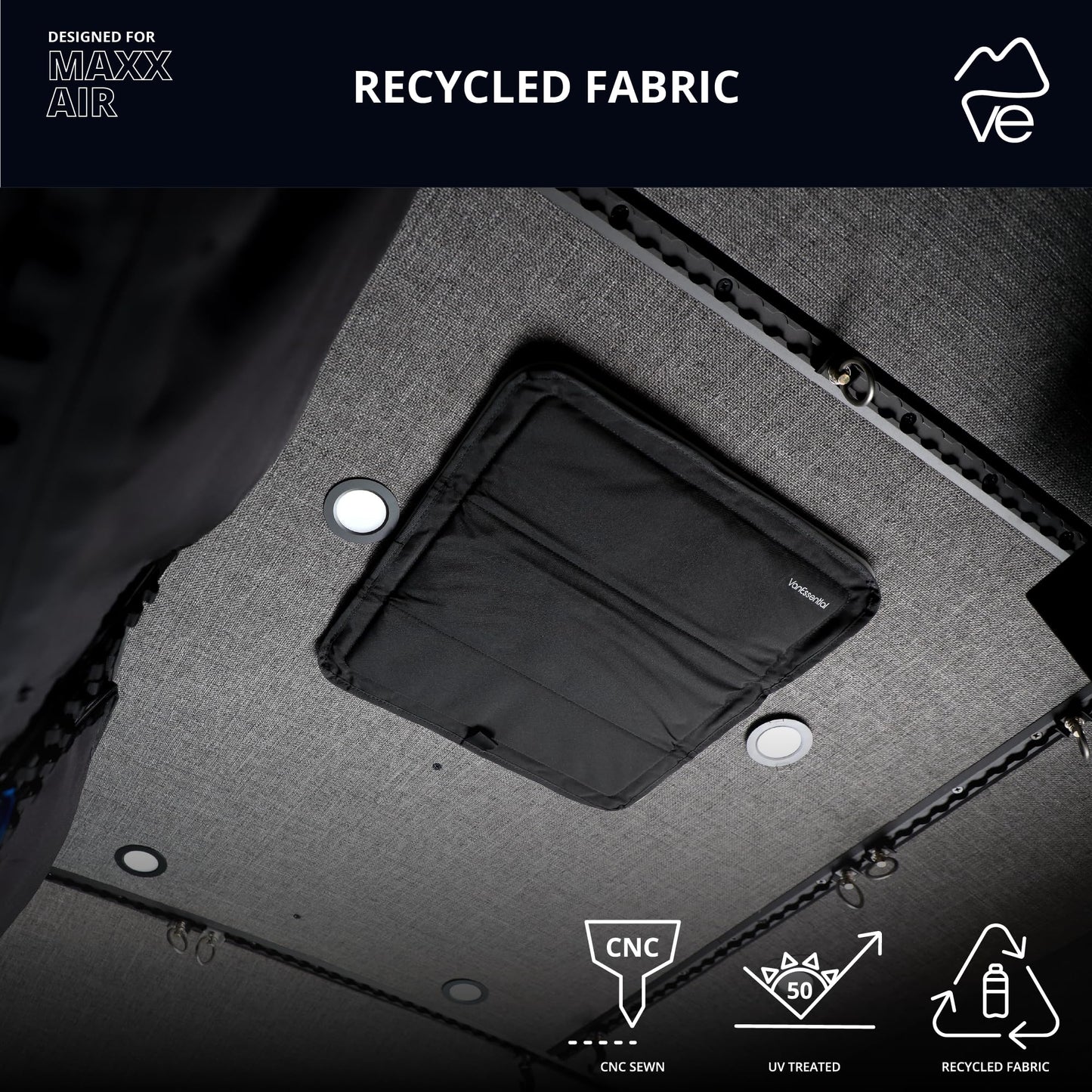 VanEssential Magnetic Insulated Blackout Roof Vent Cover Designed for (MaxxAir/Fantastic Fan) 16.5" x 16.5" - Black