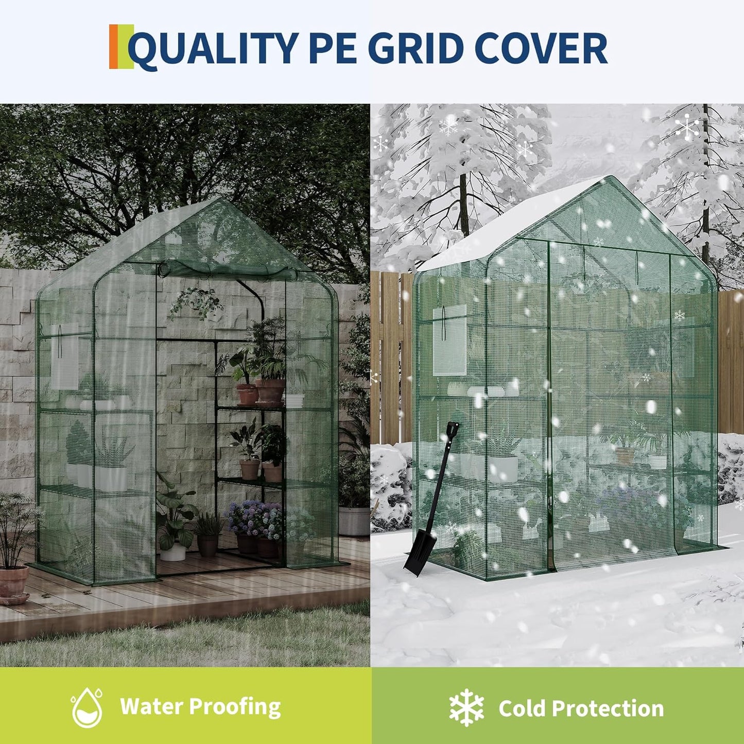 Greenhouses for Outdoors with 4 Wire Shelves, 57 x 29 x 77 in Portable Greenhouse with Thicken PE Cover, Roll-up Zipper Door, Walk-in Green Houses for Seedling Flowers Growing