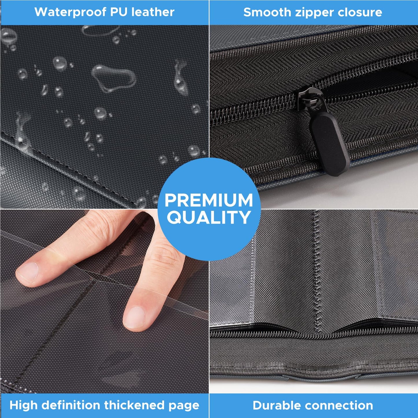 Top Loader Binder with 20 Toploader, JIQEZNL Premium 9 Pocket top loaders Binder for Cards, Holds 288 Toploaders, Top Loader Binders for Trading Cards, Fit for 3 x 4'' Toploaders -BK