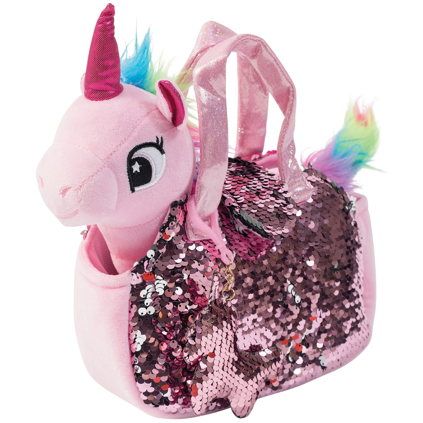Little Jupiter Plush Pet Set w/Purse - Unicorn Stuffed Animals for Girls - Unicorn Plush - Stuffed Unicorns - Gift for Age 4-7 yrs (Pink Unicorn)