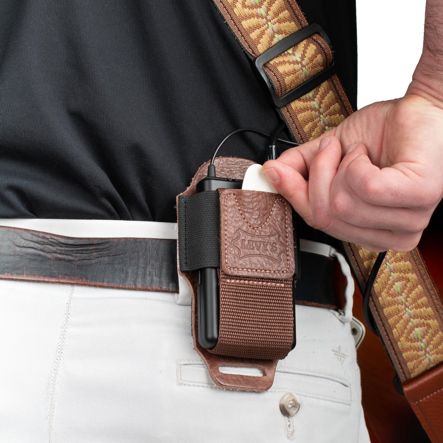 Wireless Transmitter Bodypack Holder – Brown Leather