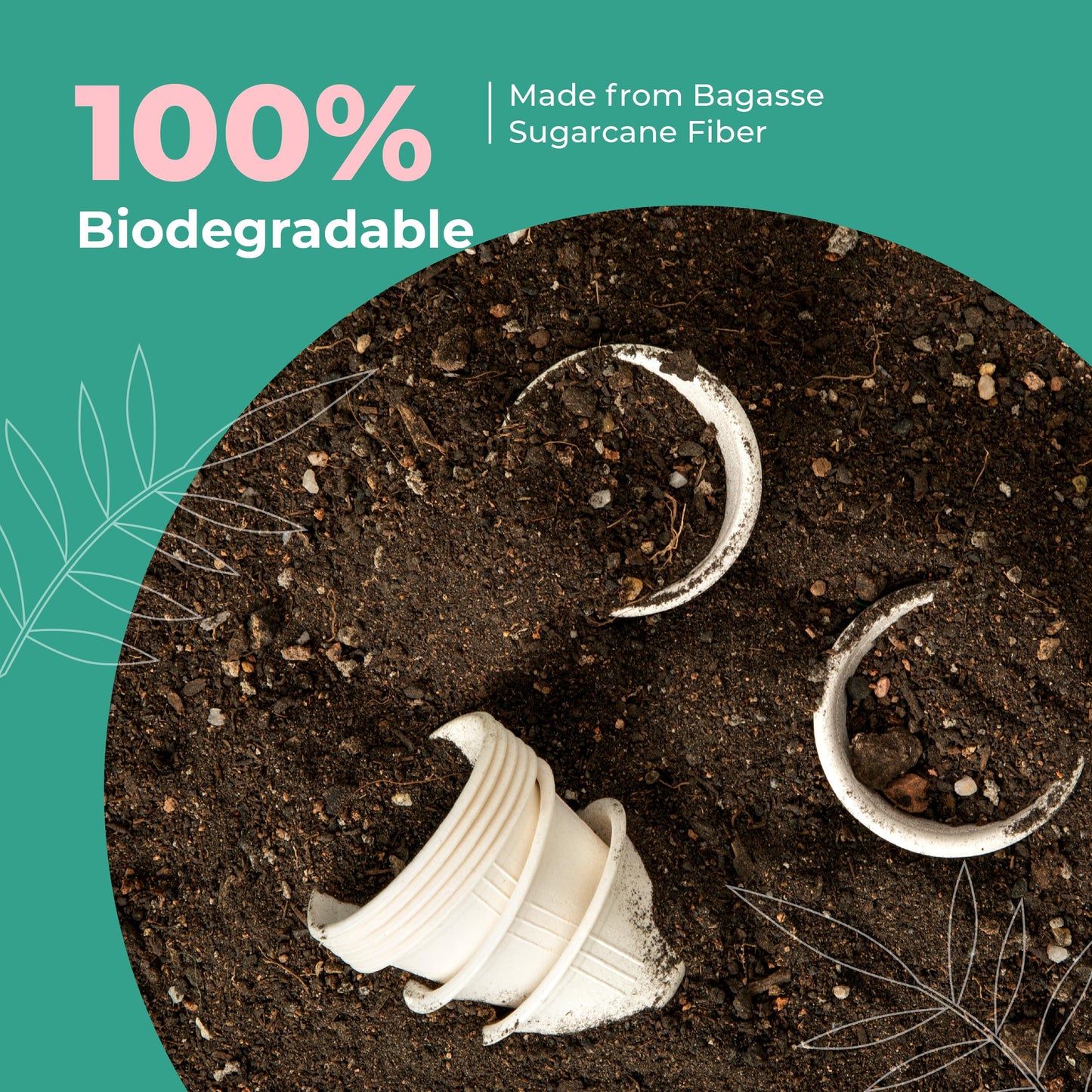[200 Pack] 4 Oz White Compostable Disposable Cup - 100% Biodegradable Sugarcane / Bagasse, Paper and Plastic Cup Alternative, Eco Friendly Hot or Cold Food and Condiments Containers, Microwave Safe