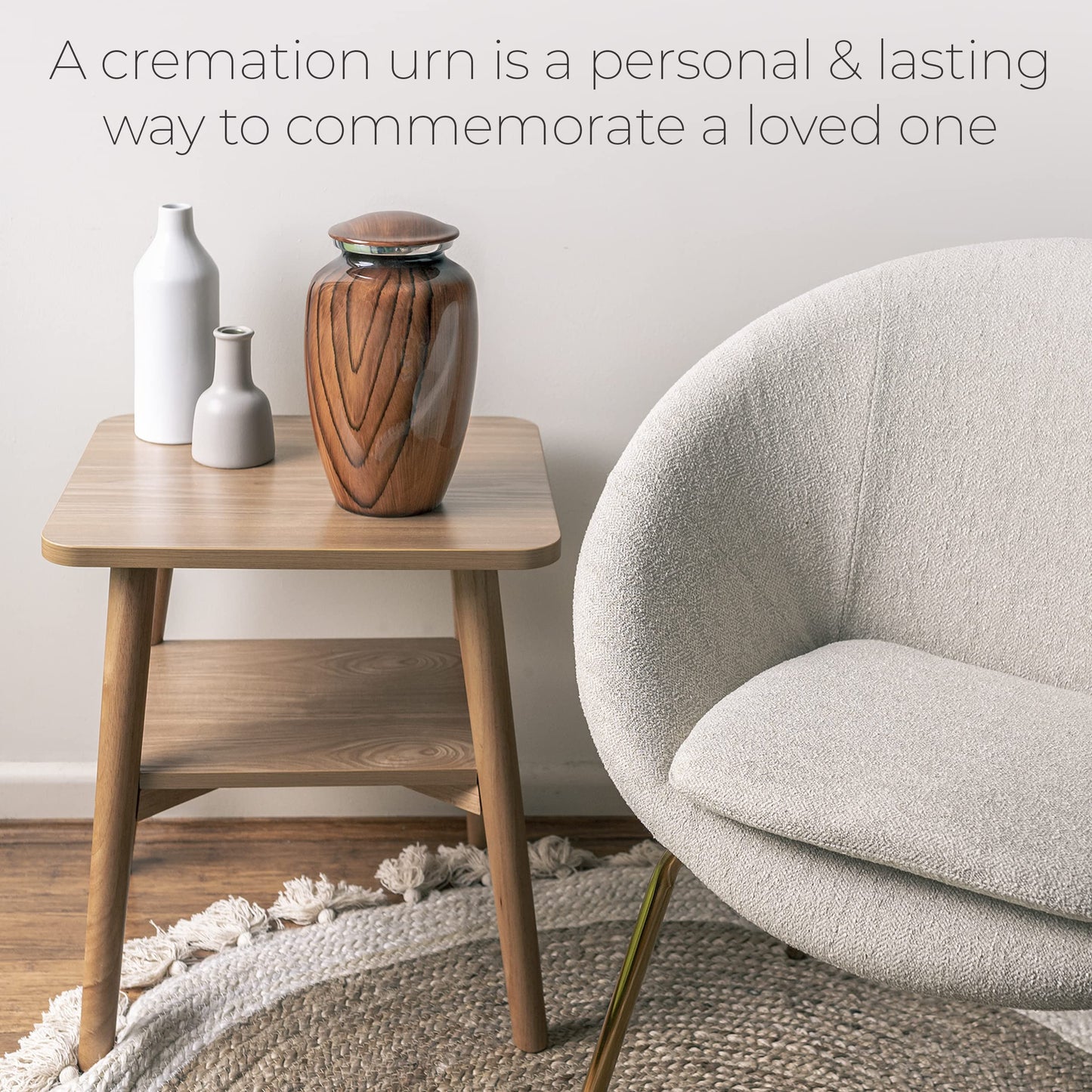 Aubree Woodgrain Aluminum Urns for Adult Male. Cremation urns for Human Ashes Adult Female. Decorative Wood urns for Human Ashes by Restaall