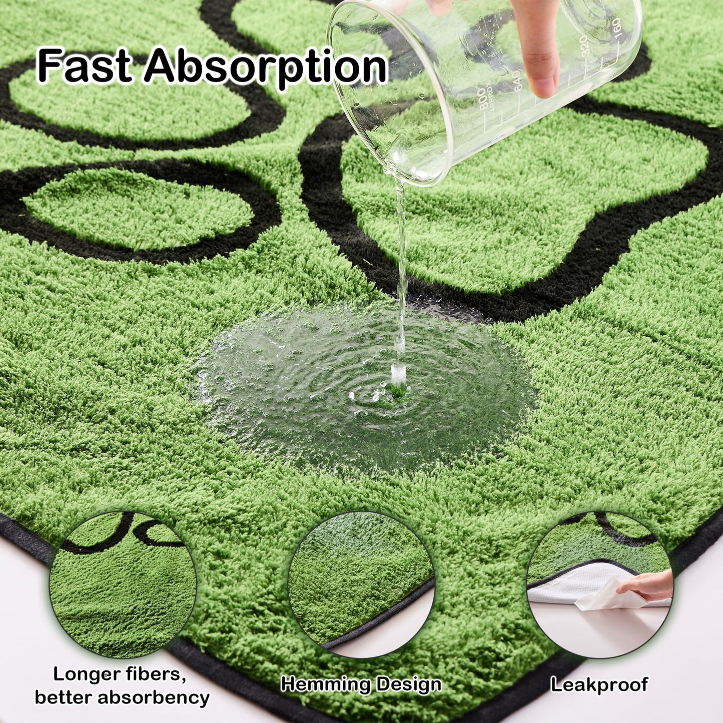 Qeils Reusable Dog Pee Pads, 2 Pack Super Absorbent & Leakproof Washable Puppy Pads with Soft Green Top Layer, for Potty Training, Crates, Couch, Car Seats & Pet Beds, 36"x 41"
