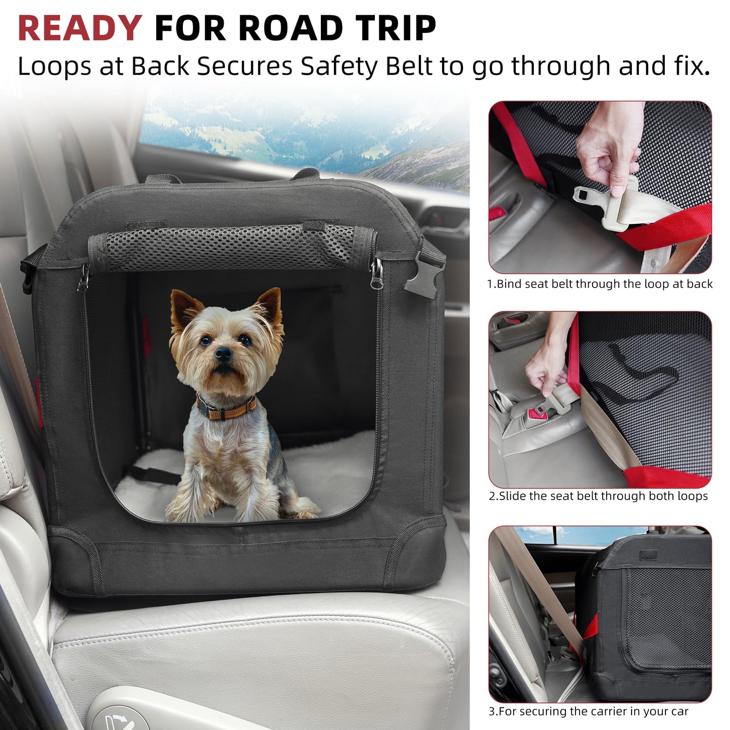 Petprsco Large Cat Carrier for 2 Cats Small Medium Dogs, Soft Pet Carrier 24x17x17 for Traveling with Warm Blanket Foldable Bowl and Washable Pad