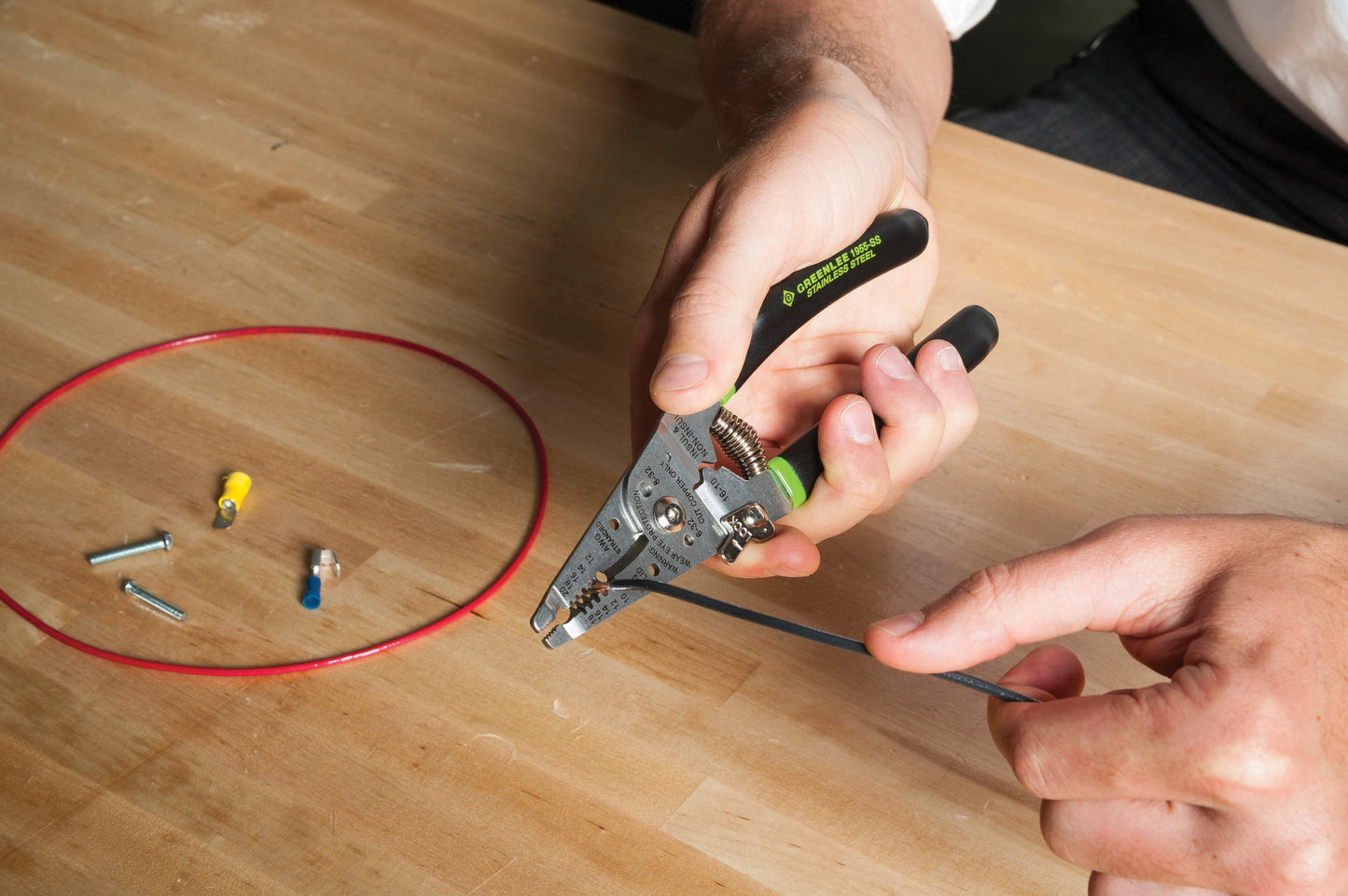 Greenlee 1955-SS Pro Stainless Wire Stripper, Cutter and Crimper Curve, 10-18AWG, 7.5-Inches