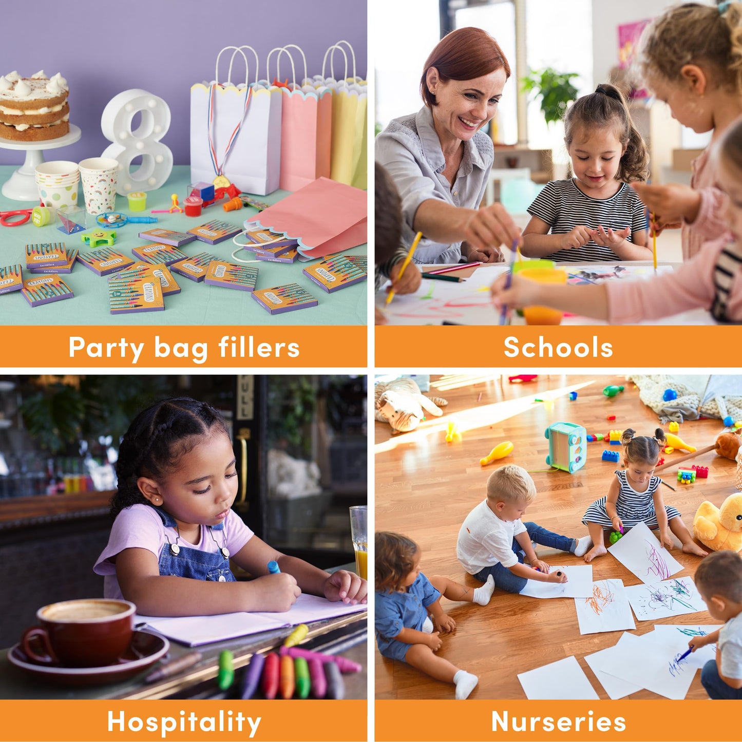 THE TWIDDLERS - 50 Boxes of Wax Crayons for Kids, 8 Crayons Per Box, 400 Total - Mixed Coloured, Perfect Mini Crayon Packs for Party Bag Fillers, School Classrooms, Arts & Crafts, Restaurants