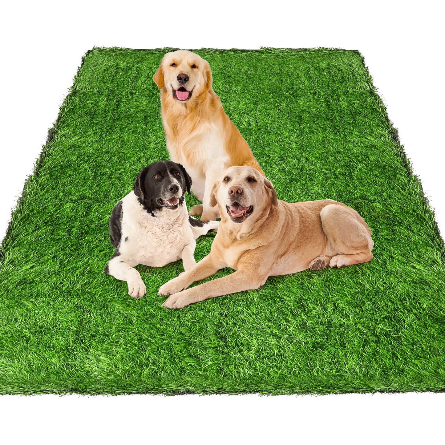 Fasmov Green Artificial Grass Rug, 3.2' x 6.5' Realistic Fake Grass Deluxe Synthetic Turf, Thick Lawn Pet Carpet, Indoor/Outdoor Area Rug