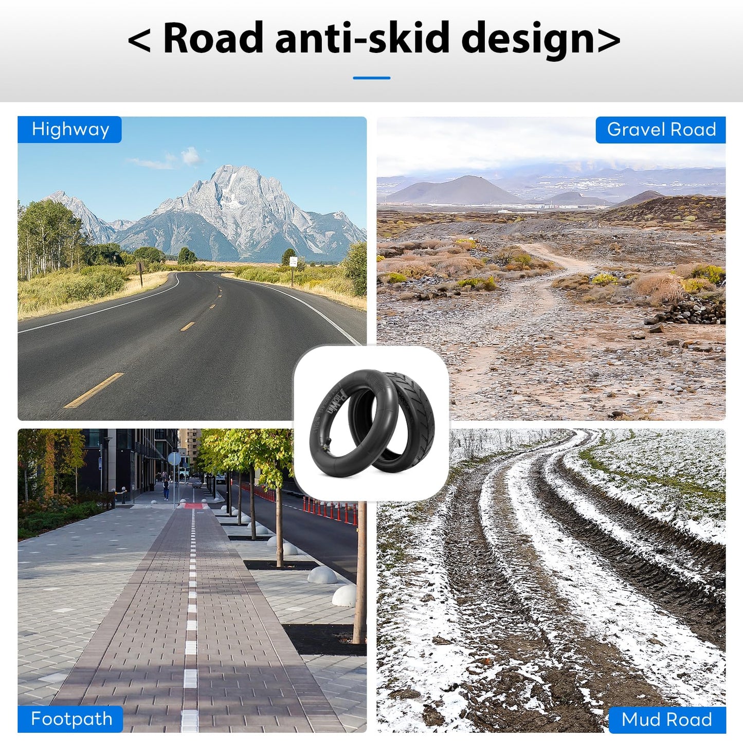 8.5x2.0 Inches Electric Scooter Tires and 50/75-6.1 Heavy Duty Inner Tubes TR4A Straight Valve Compatible with 8 1/2X2 8.5 x 2.0 Gotrax Gxl V2/Xiaomi M365 Electric Scooter Tire and Inner Tubes