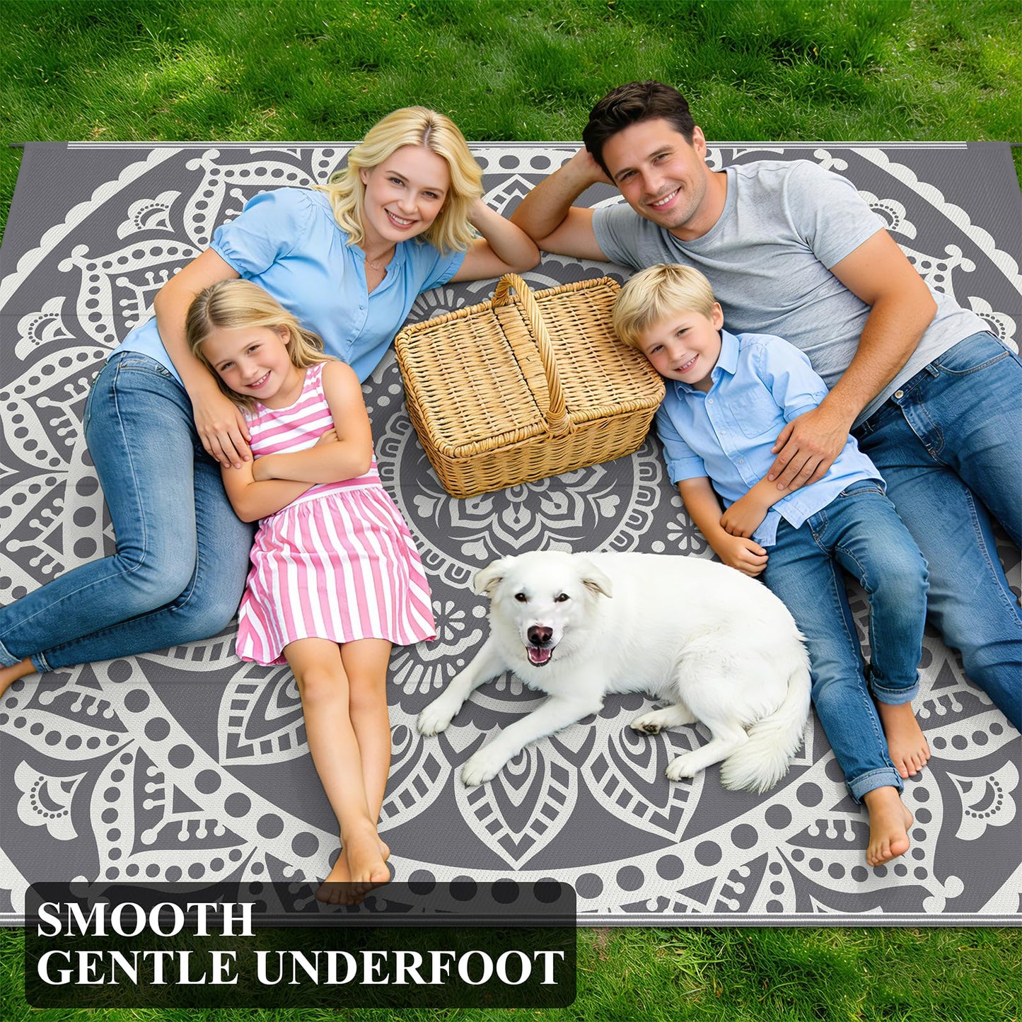 Bsmathom Waterproof Outdoor Rug 8'x10' Reversible Boho Plastic Straw Patio Deck Camping Rugs, Indoor Outdoor Portable RV Mat Clearance Carpet for Outside, Porch, Balcony, Backyard, Beach, Pool