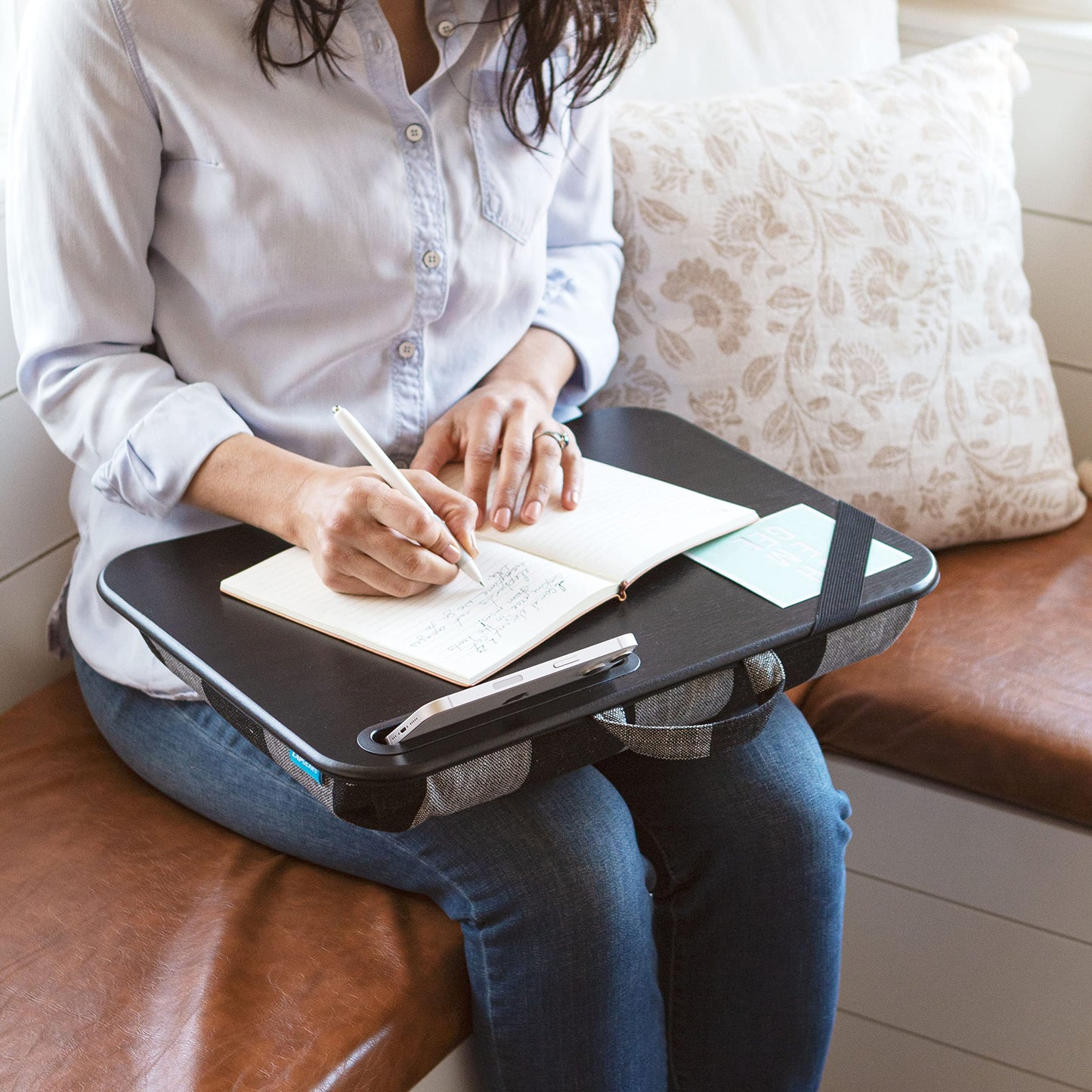 LAPGEAR Designer Lap Desk with Phone Holder and Device Ledge - Buffalo Check - Fits up to 15.6 Inch Laptops - Style No. 45428