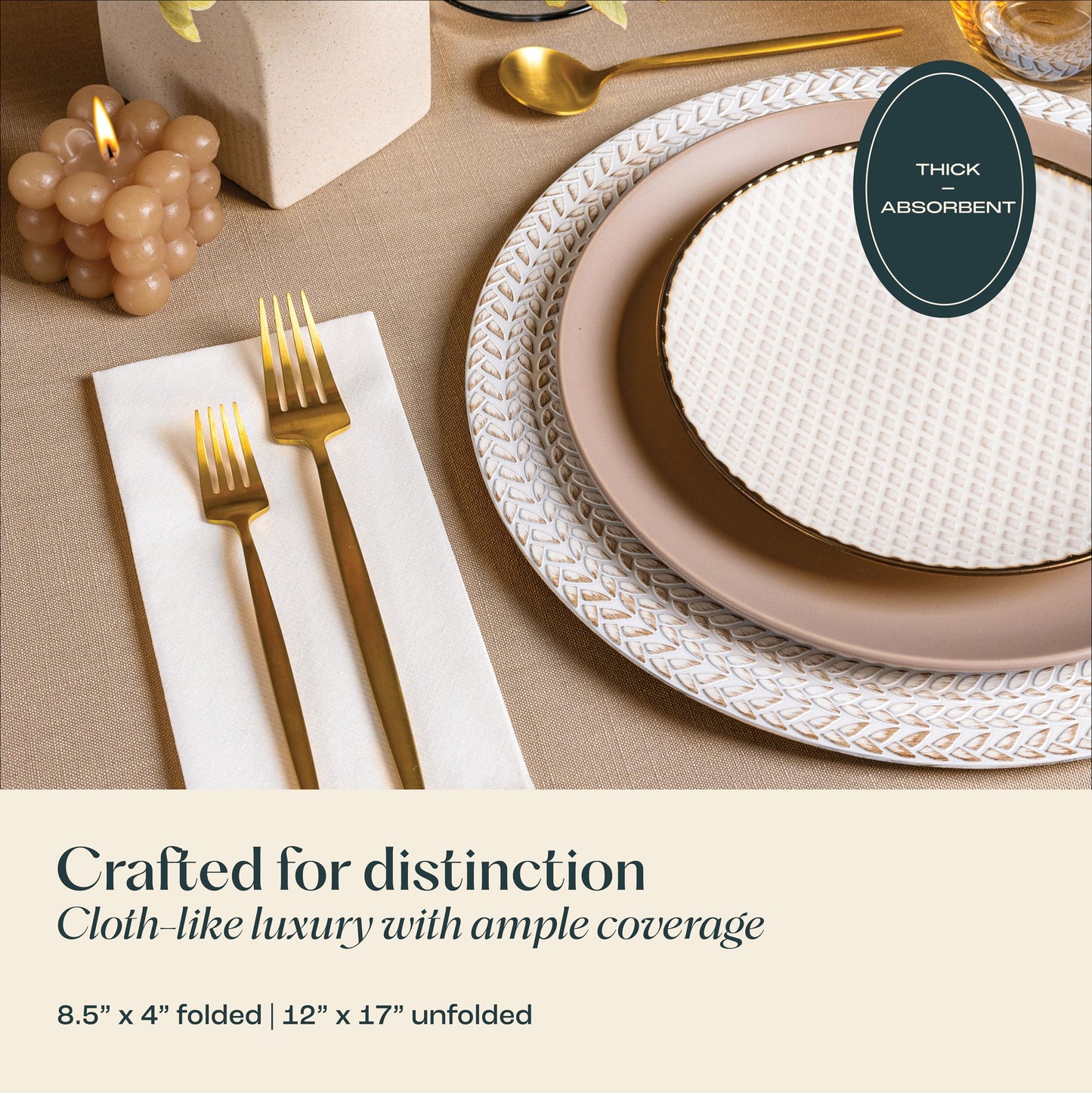 300-Pack Servietto Disposable Linen-Feel Guest Towels - Disposable Cloth-Like Hand Towels - Soft and Absorbent Paper Napkin for Kitchen, Bathroom, Party, Wedding, Or Event (12" x 17" Guest Towel)