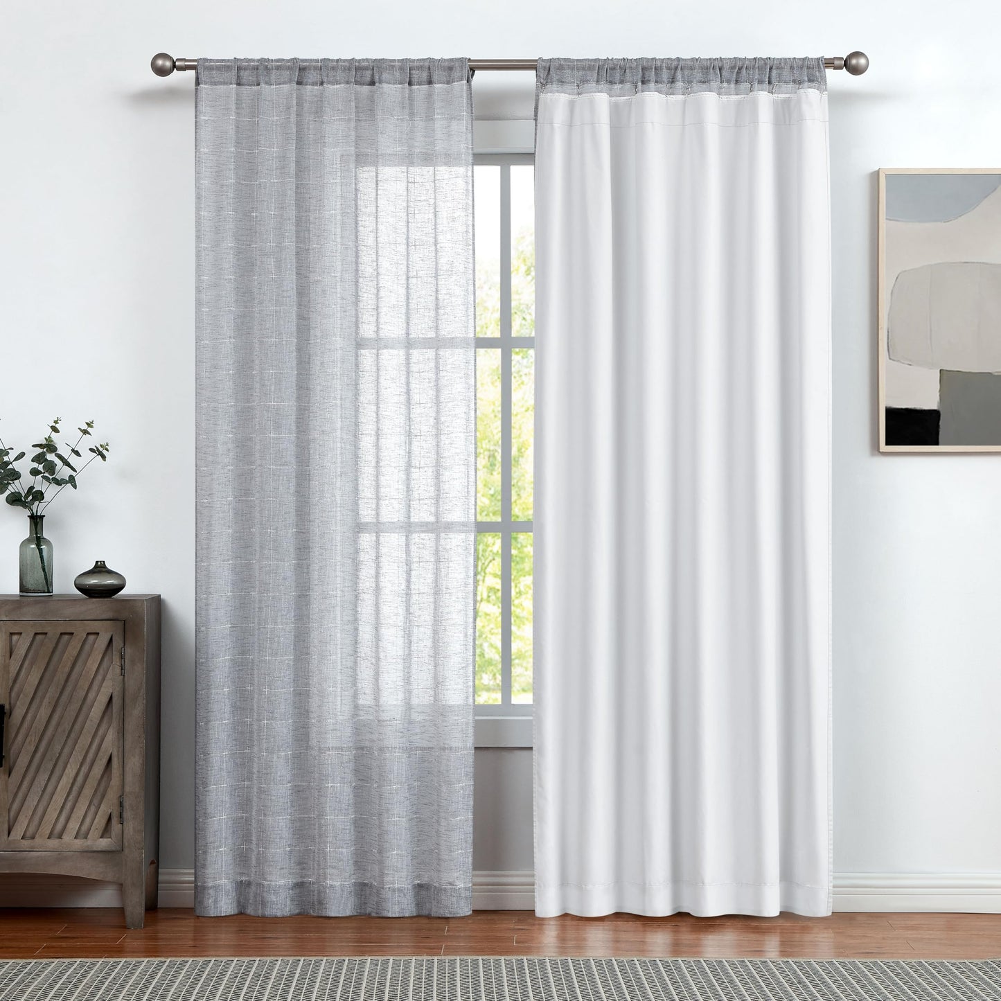 White Full Blackout Window Curtain Liner Panels Rod Pocket Bedroom Hang with 10 Hooks Microfiber Thermal Coating Room Window Treatment Sets 2 Panels (W48 x L81 x2 inches, White)
