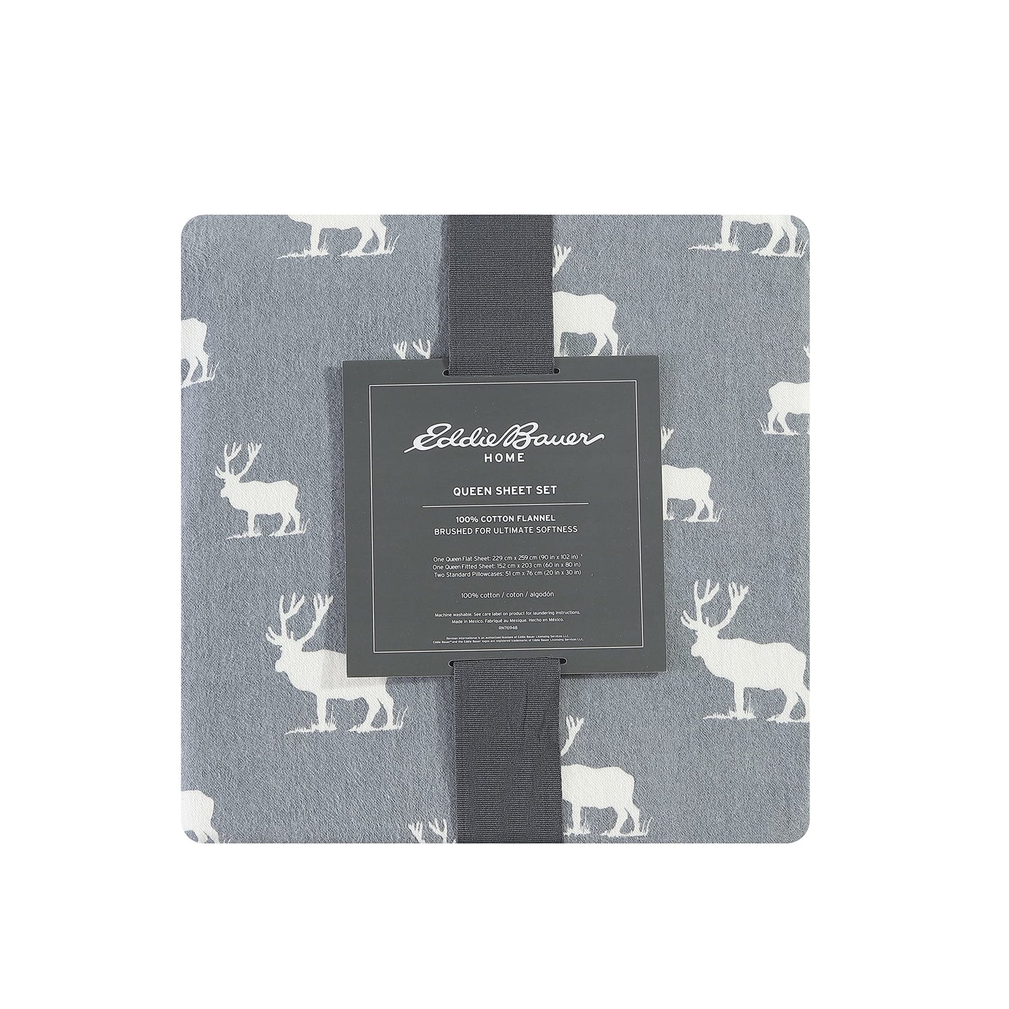 Eddie Bauer - Queen Sheet Set, Warm Breathable Cotton Flannel Bedding with Deep Pockets, Brushed for Extra Softness, Cozy Home Decor, Oeko-Tex Certified (Elk Grove, Queen)