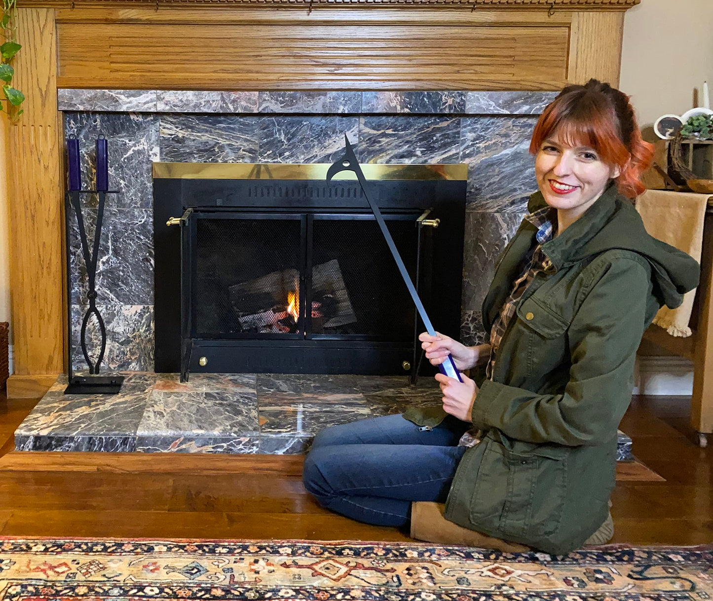 CKLT Heavy Duty Fire Tongs Set, 28 inch Fire Poker and Log Grabber Set for Fireplace and Camping Fire Pit Use, Portable Rustproof Safely Firewood Tools