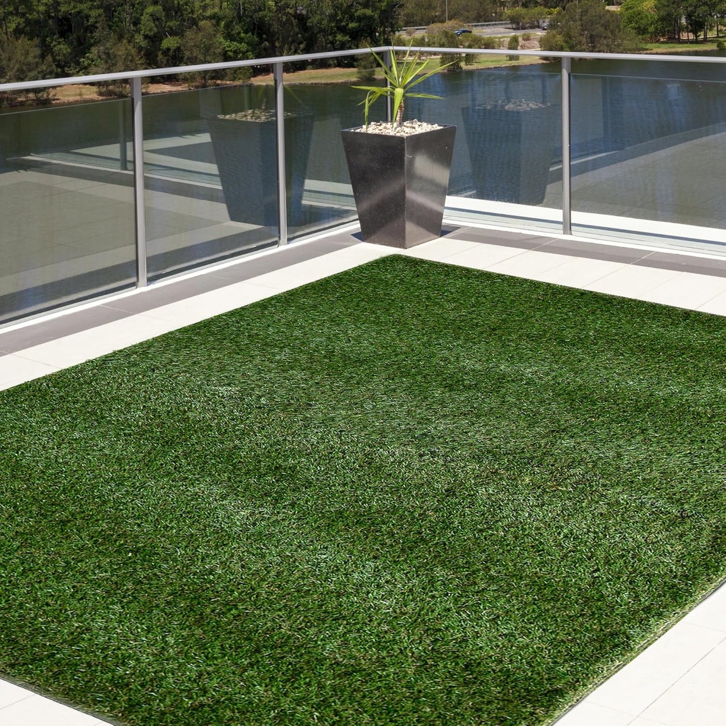 iCustomRug Artificial Thick Realistic Grass Mats & Turf Rugs 4' X 6' Synthetic Grass in Many Custom Sizes and Widths with Finished Edges with Binding Tape