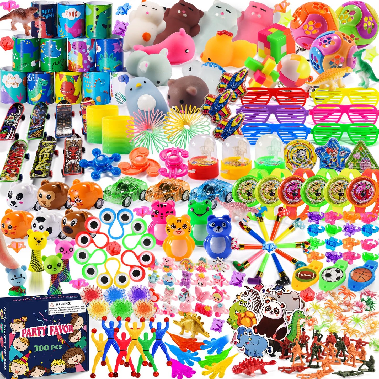 300 Pcs Party Favors for Kids Loot Bag Fillers 8-12, Bulk Fidget Toys Pinata Filler Goodie Bags Item, Return Gifts Stuffers for Birthday Party Favours 6-8 3-5, Treasure Chest Prizes Classroom Rewards