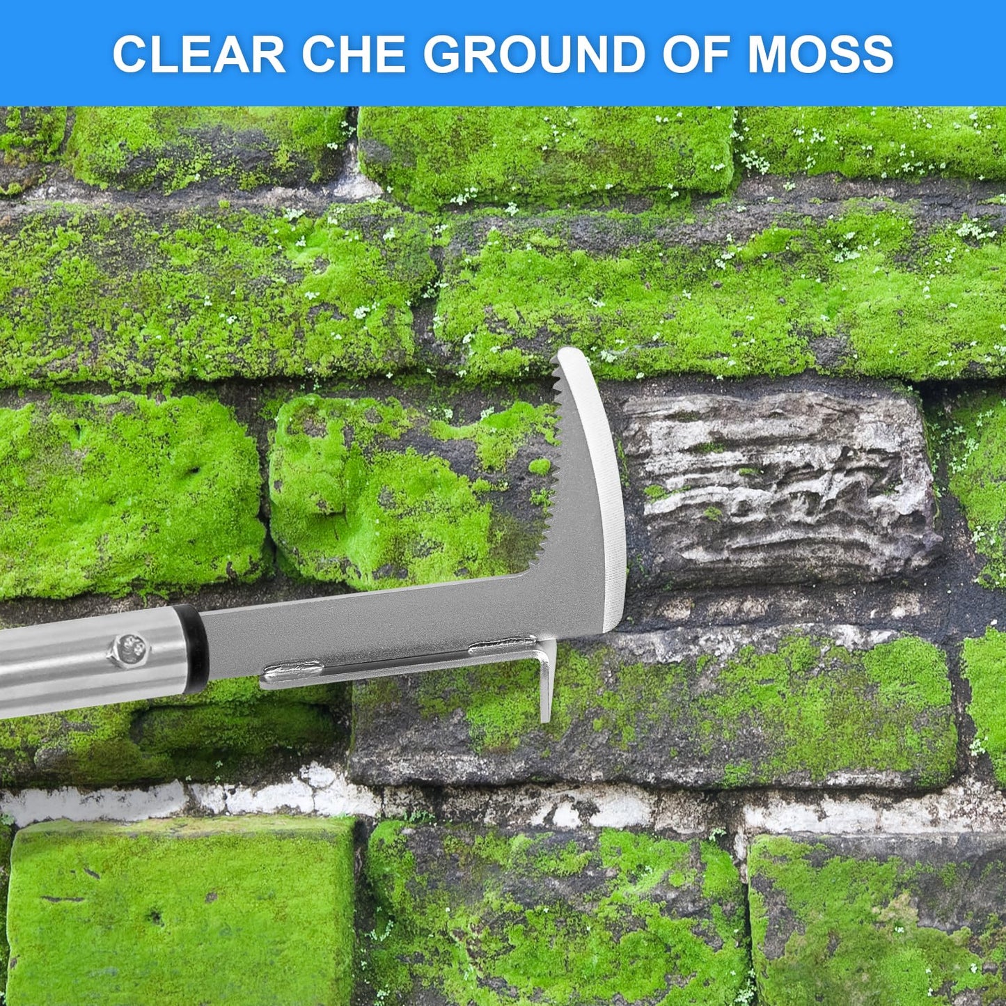 BARAYSTUS Crack Weeder, Stainless Steel Manual Crevice Weeding Tool, Long Handle Weed Grabber Remover, L-Shaped Manual Weeder Puller, Durable Crevice Weeding Tool for Sidewalk Garden Patio Lawn