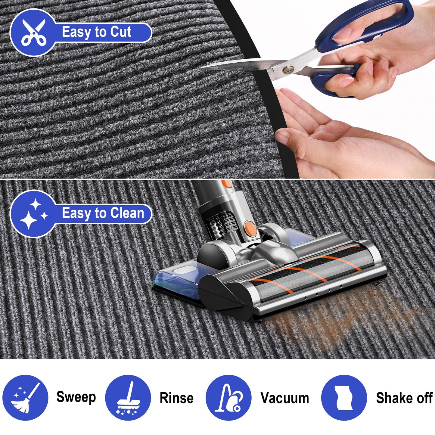 ToLanbbt 3' x 5' Front Door Mat Extra Large Commercial Industrial Rug Heavy Duty Outdoor Indoor Entryway Doormat Low Profile Welcome Entry Door Mat Non Slip Backing for Entrance Home Office, Gray