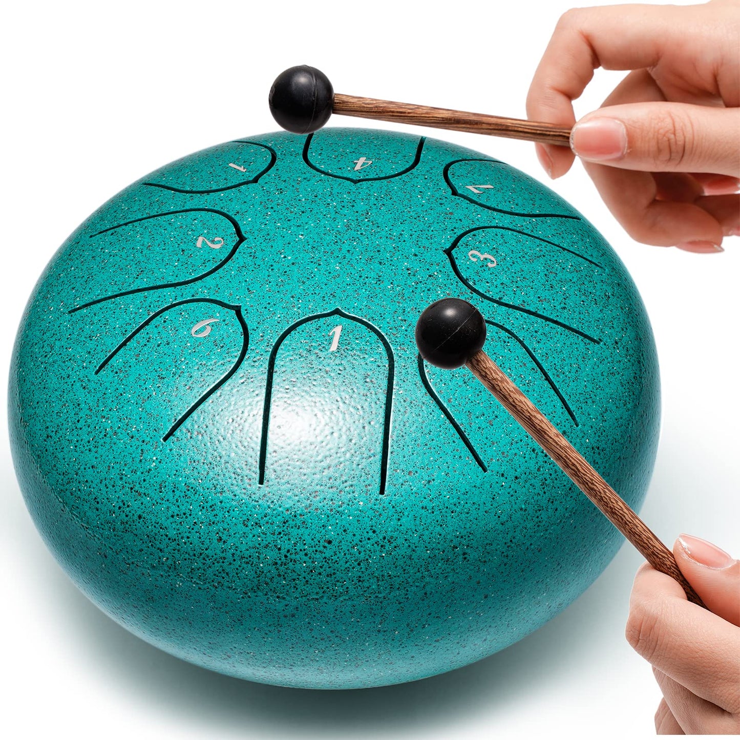 Lronbird Steel Tongue Drum Percussion, 6 Inch 8 Notes Musical Instruments, Music Gifts for Family Friends (Malachite)
