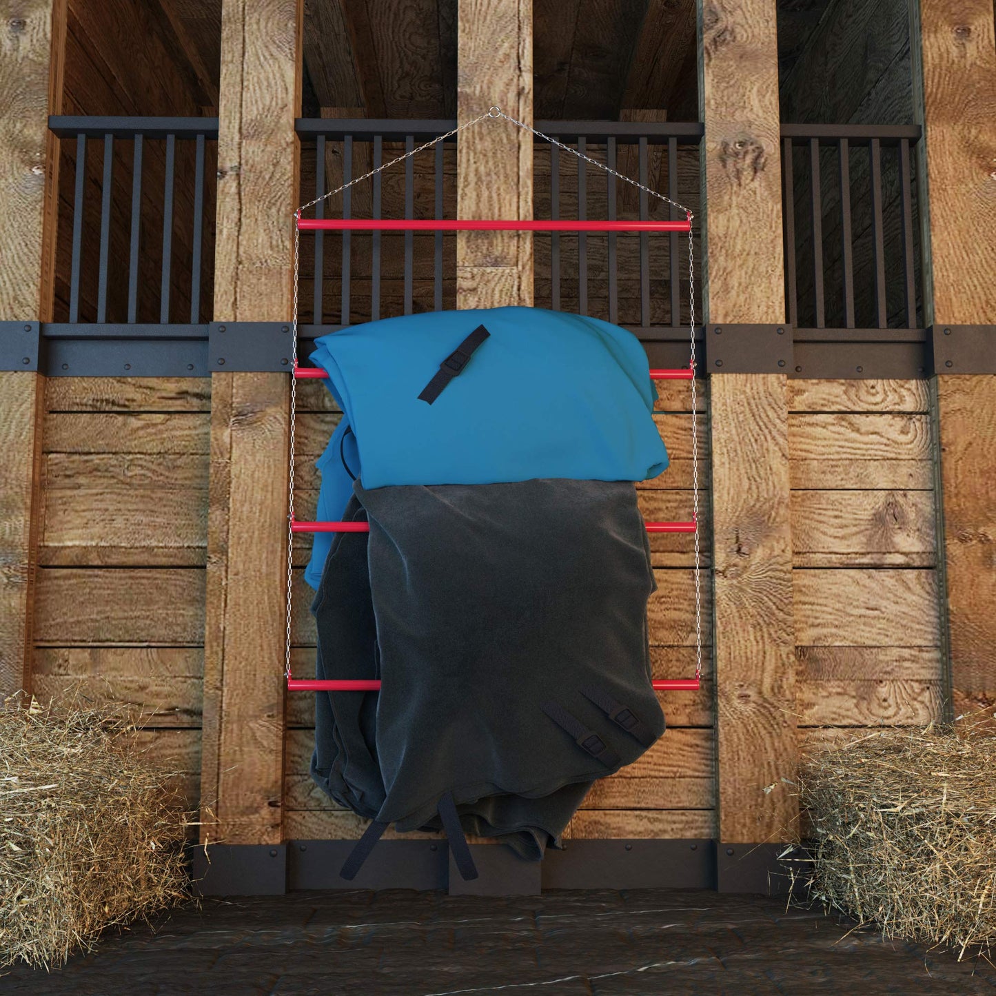 Echo Beach Equestrian Blanket Rack 33" (Black). Suitable for Horse Blankets, Saddle Blankets and Pads. Extra Wide Suitable for Western Saddle Pads