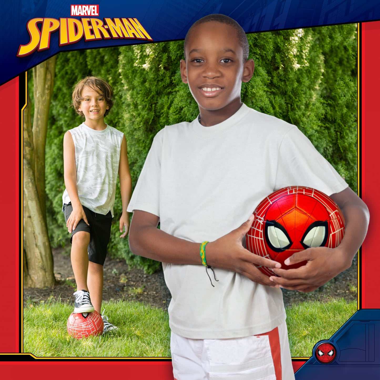 Capelli Sport Marvel Spider-Man Soccer Ball, Mask and Webs Design Youth Kids Futbol, Multi, Size 5, Red Combo