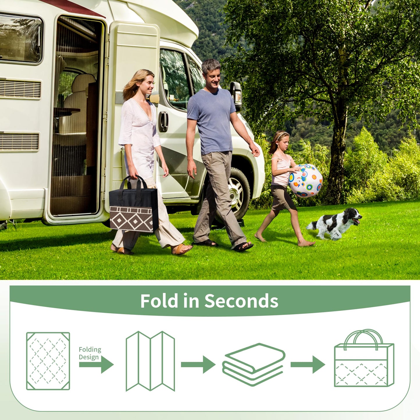 GENIMO 6'x9' Outdoor Rug for Patio, Reversible Plastic Waterproof RV Rugs, Clearance Large Mat, Porch, Camping, Picnic, Deck, Camper, Balcony, Coffee & Beige