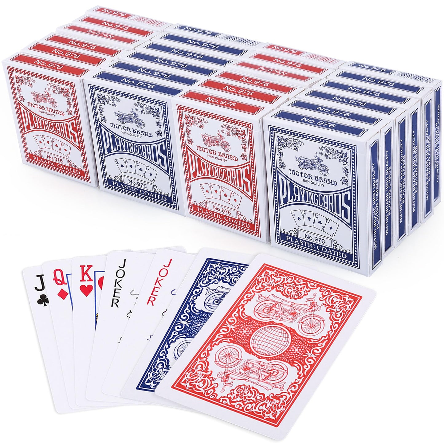 LotFancy Playing Cards, Poker Size Standard Index, 24 Decks of Cards (12 Blue and 12 Red), for Blackjack, Euchre, Canasta Card Game, Casino Grade