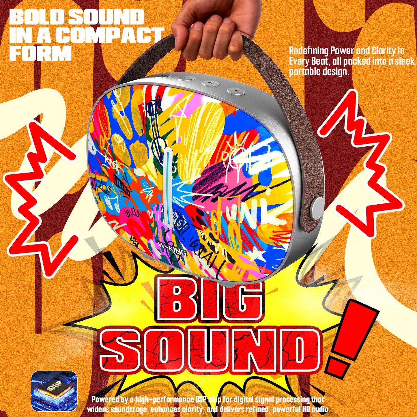 Bluetooth Speaker, W-KING T8II Portable Loud Speakers Bluetooth Wireless, 96W Max Party Large Outdoor Speaker Boombox Subwoofer, Heavy Bass/Crystal Clear Sound/Fast Charging/LED/BT5.4/AUX/USB Playback