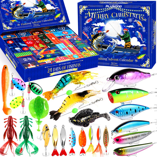 Advent Calendar 2025 Adult Fishing Advent Calendar 24 Days Countdown Fishing Lure Tackle, Christmas Gifts For Men Boyfriend Teens Boys