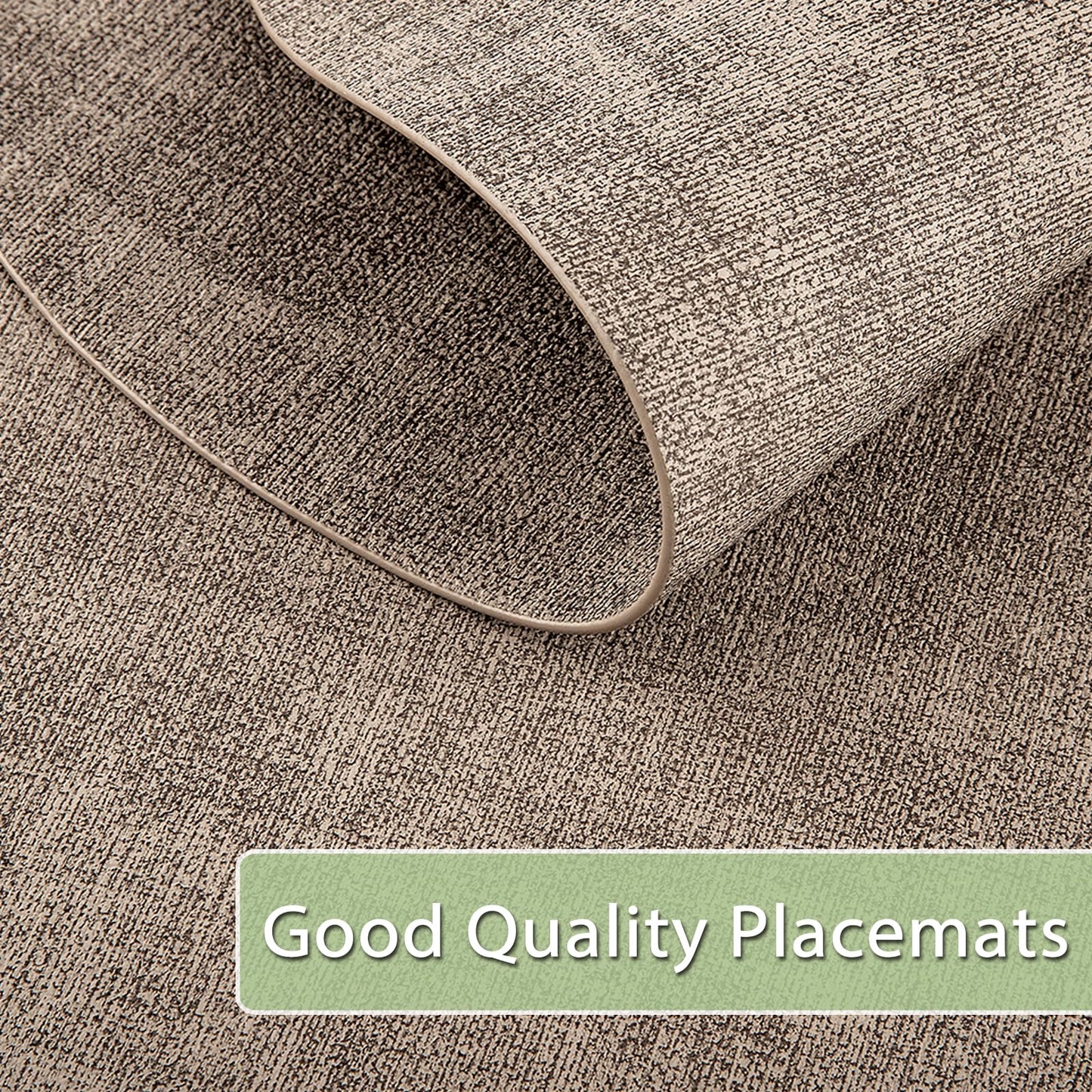 BIPASION Oval Placemats Set of 8 for Dining Table Heat-Resistant - Waterproof, Anti-Slip, Washable Table Placemats - Premium Leather PlaceMat as Stylish Home Decor, Khaki