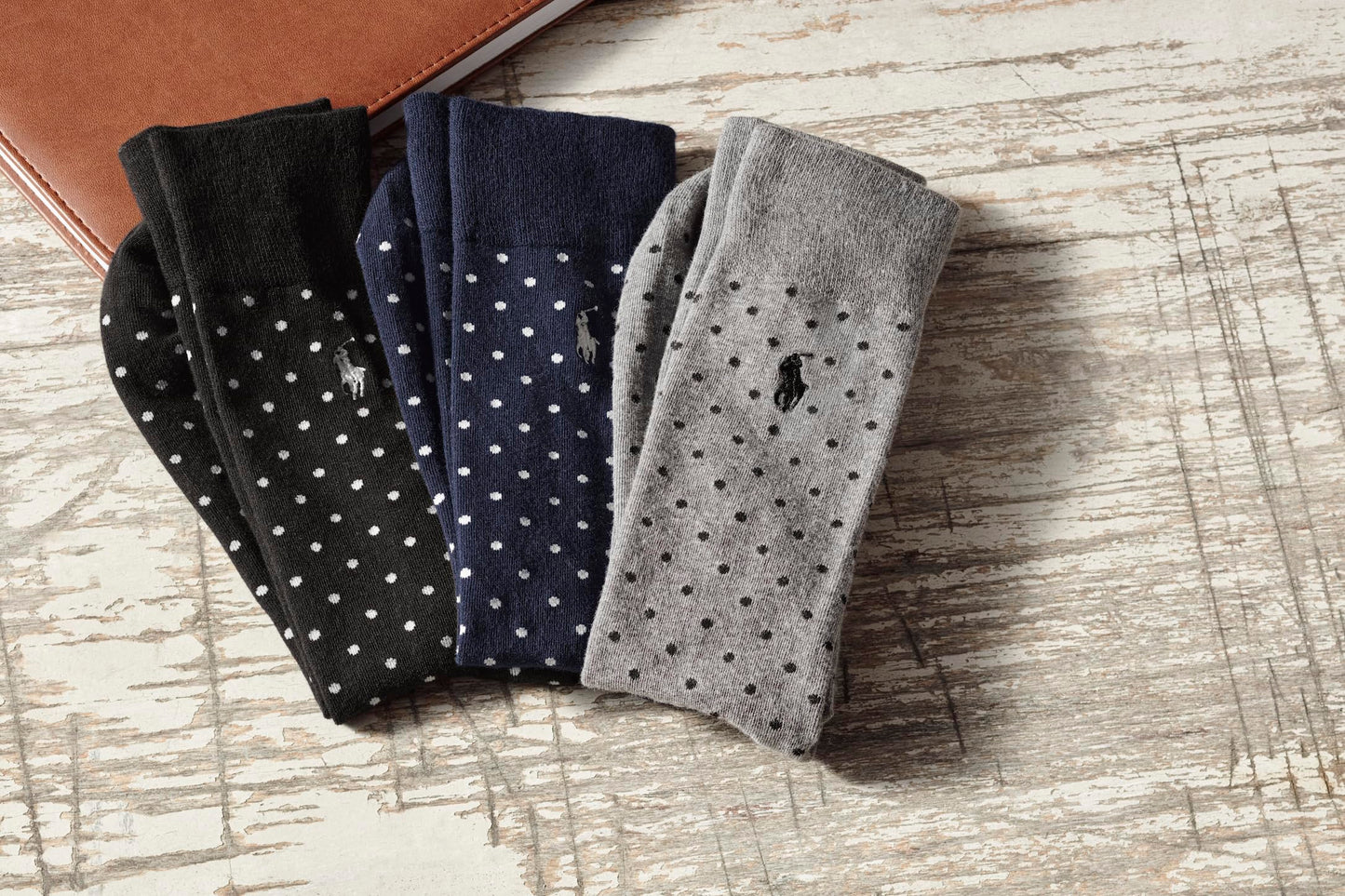 Polo Ralph Lauren Men's Argyle Pattern Dress Crew Socks - 3 Pair Pack - Soft Lightweight Cotton Comfort, Pin Dot Navy, 6-12.5