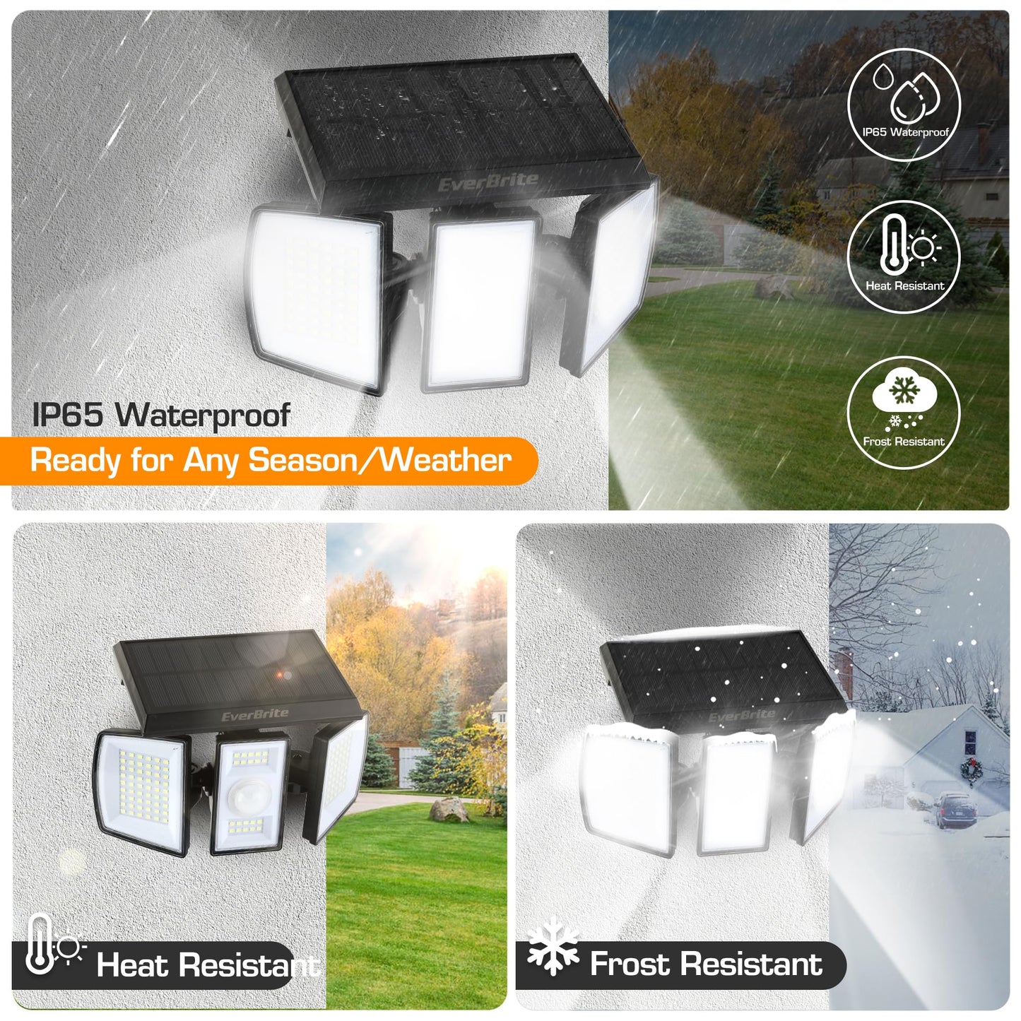 EverBrite Solar Light Outdoor, 128 LED 800LM Solar Motion Sensor Security Light with 270° Wide Lighting Angle, IP65 Waterproof Bright Flood Light for Yard Patio Garden Pathway Porch