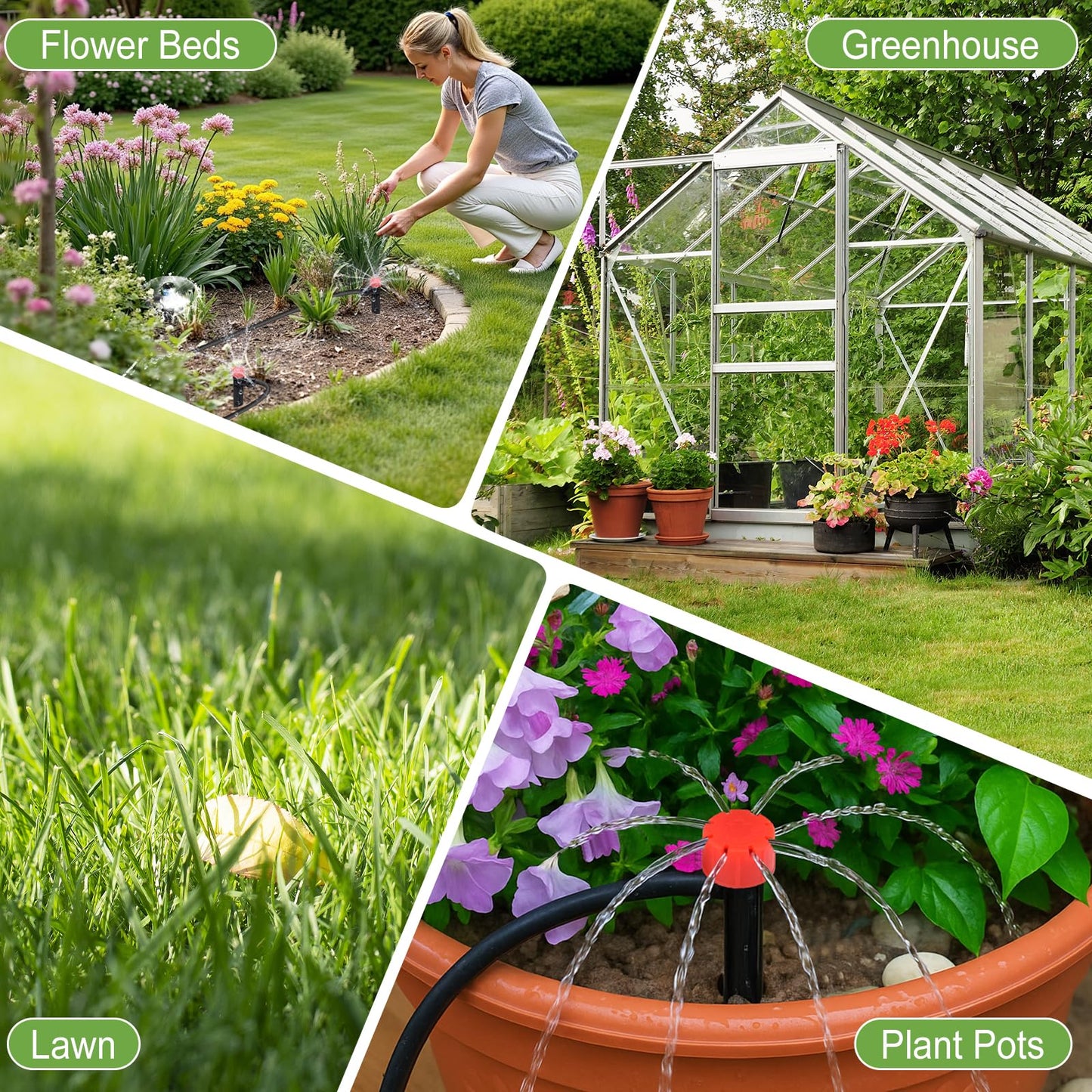 Snowtaros 240FT Quick-Connect Drip Irrigation System, Automatic Garden Watering System Kit with 1/2" & 1/4" Fast-Lock Fittings, Adjustable Sprinklers for Raised Beds, Garden, Greenhouse, Lawn