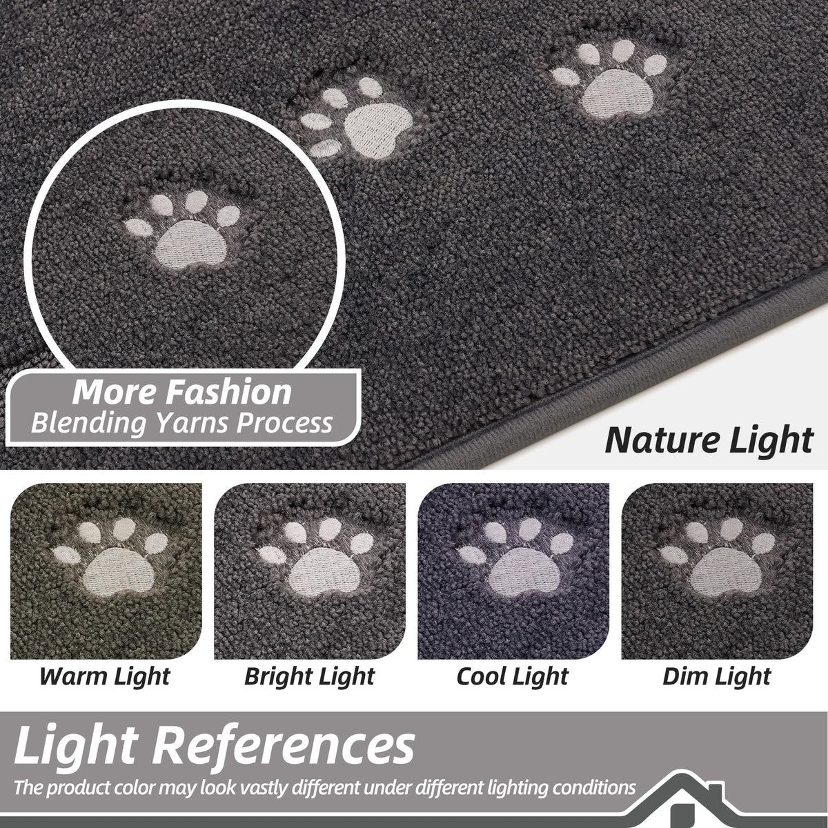 BEQHAUSE Dog Door Mat for Dirty Wet Paws 24"x36", Absorbent Dirt Trapper Entryway Rug Non-Slip Washable Welcome Mat Soft Stain Resistant for Dogs Entry Indoor Door Mat, Dark Grey Dark Grey