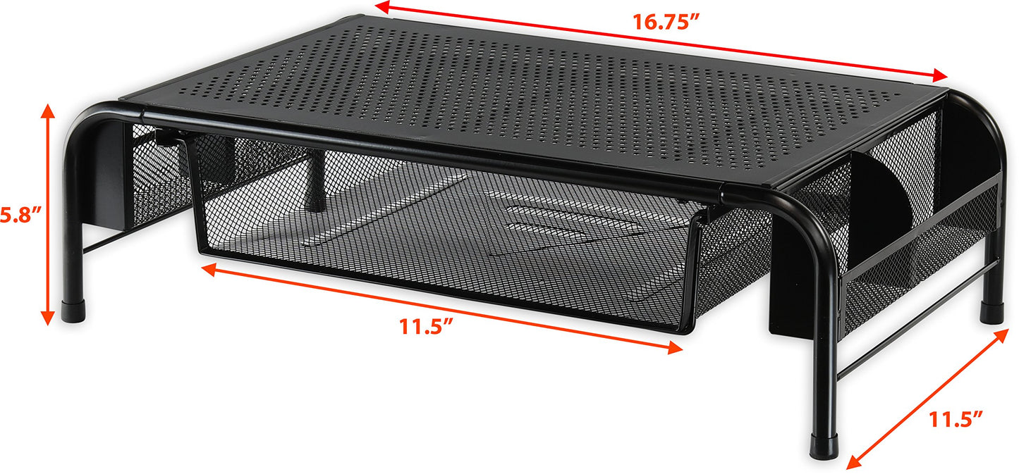 Simple Houseware Metal Desk Monitor Stand Riser with Organizer, 2 Packs, Black