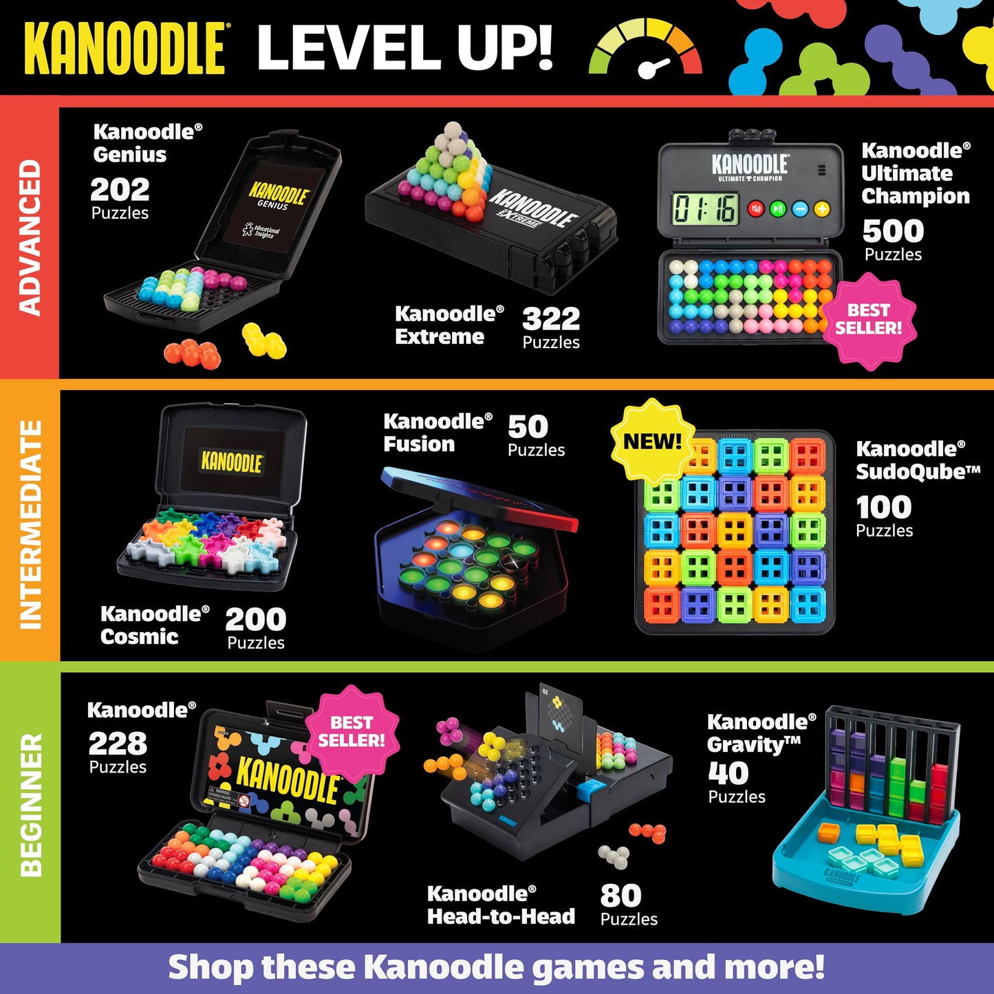 Educational Insights Kanoodle Extreme - 3D Brain Teaser Puzzles, Single Player Brain Game, Handheld Travel Games for Kids, Challenging Logic Puzzle Games and Gifts for Kids, Teens & Adults Ages 8+