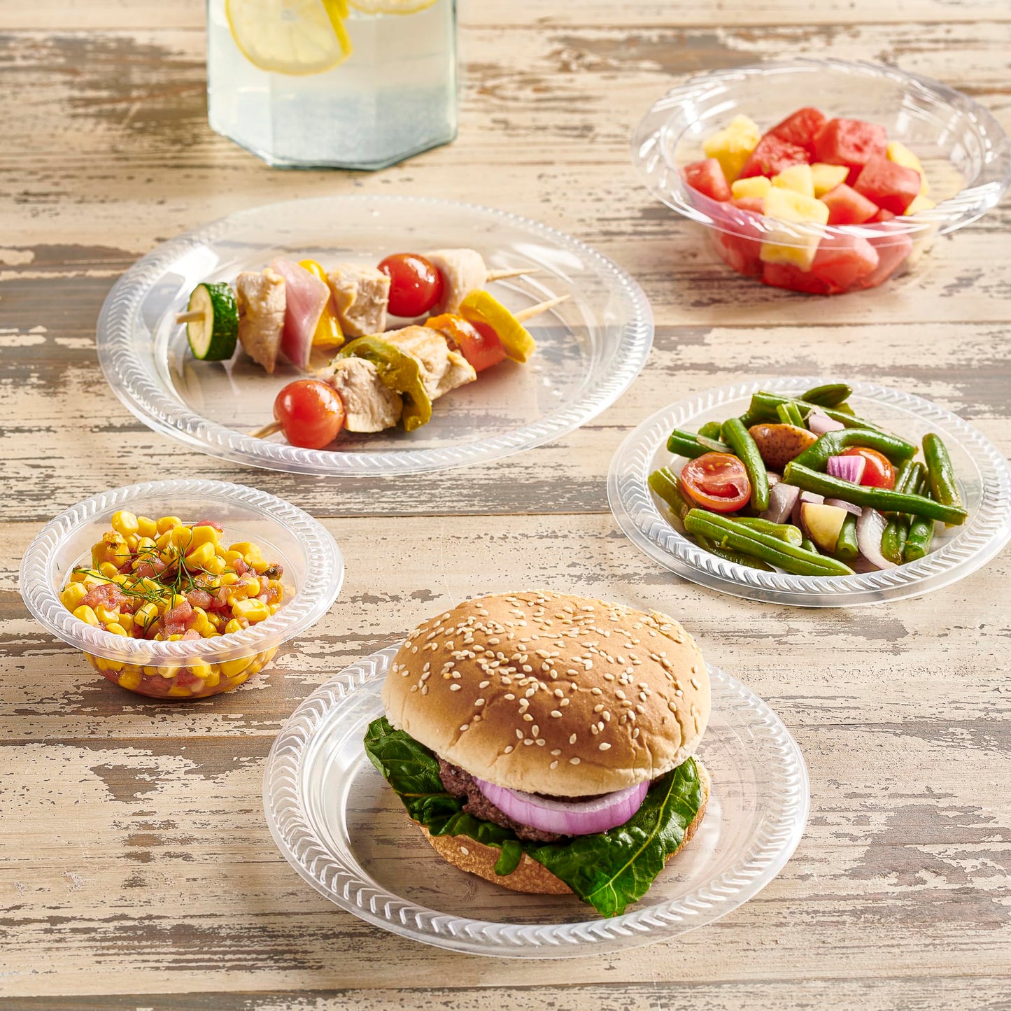 PLASTICPRO 160 Pack Clear Plastic Plates 9 Inch Bulk Pack Durable Disposable Plastic Dinner Plates for Parties Events BBQ