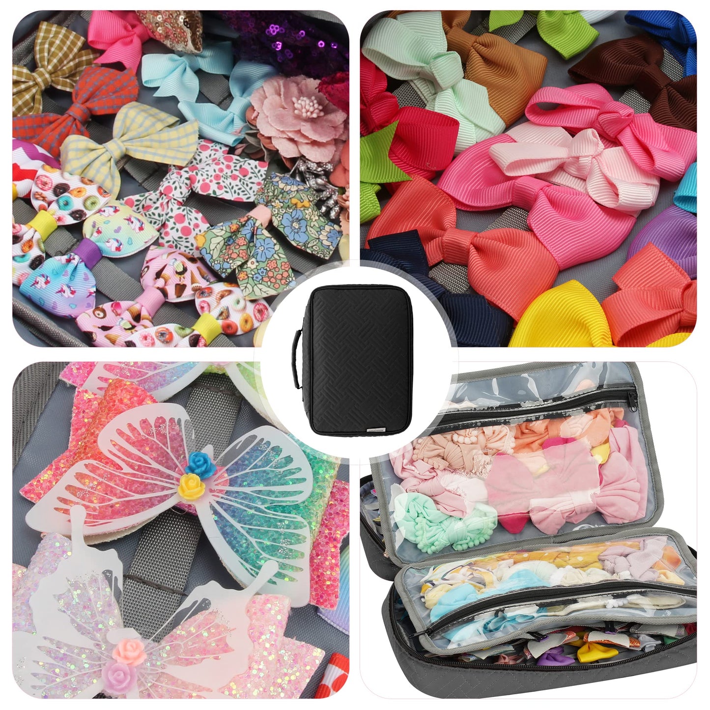 MICOM Hair Accessories Storage Bag for Baby Girls, Hair Bow Organizer, Multifunctional Hair Accessories Storage Carrying Case for Display Hair Clips, Headbands, Scrunchies, Travelling Storage Bag