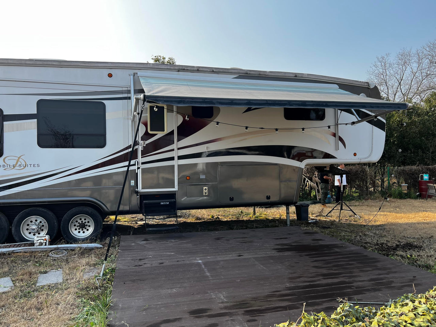 Dulepax RV Awning Tie Down Kit, Heavy Duty RV Awning Anchor Kit, Camper Awning Anchors Accessories Set, Include Shock Absorbing Spring, Spiral Stakes, Soft Loops, Pre-Assembled Thick Straps
