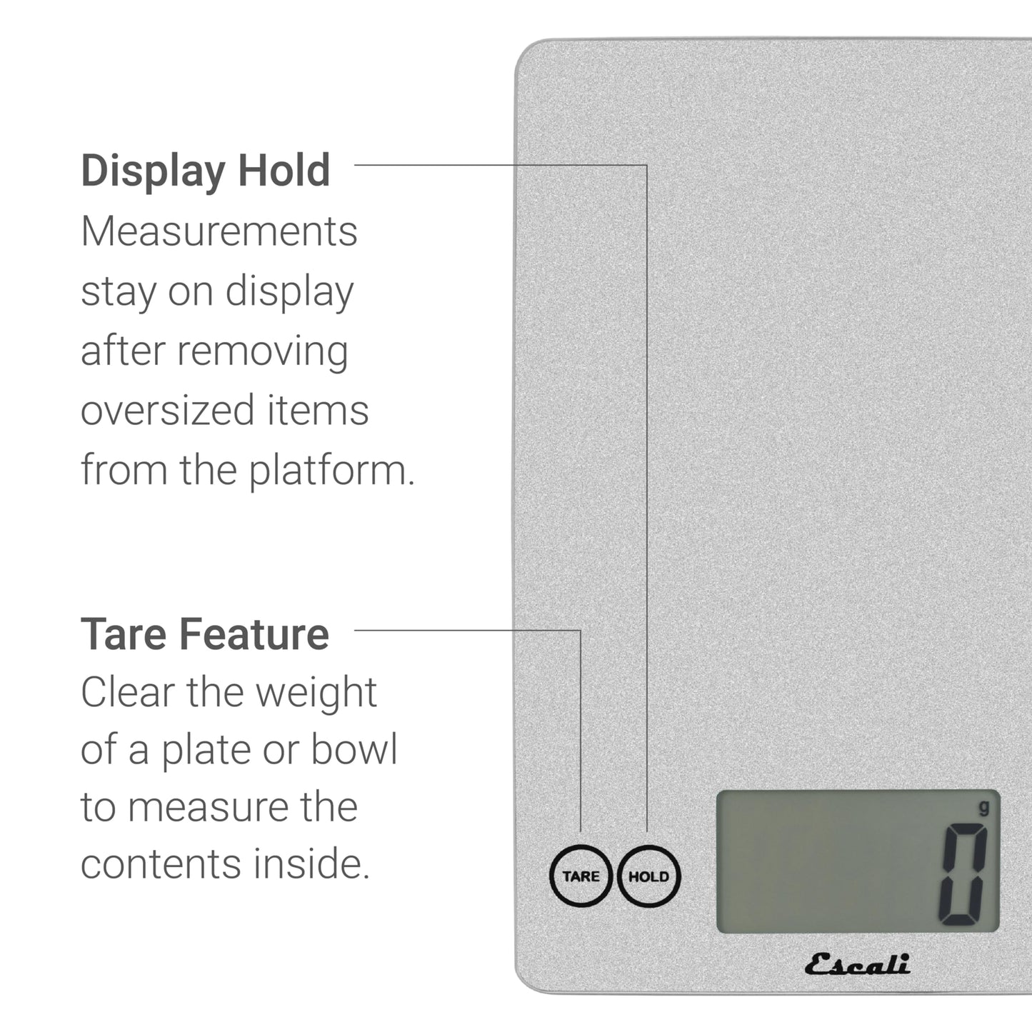 Escali Arti Digital Food Scale, Multi-Functional Kitchen Appliance, Precise Weight Measuring and Portion Control, Baking and Cooking Made Simple, Tempered Glass, Shiny Silver