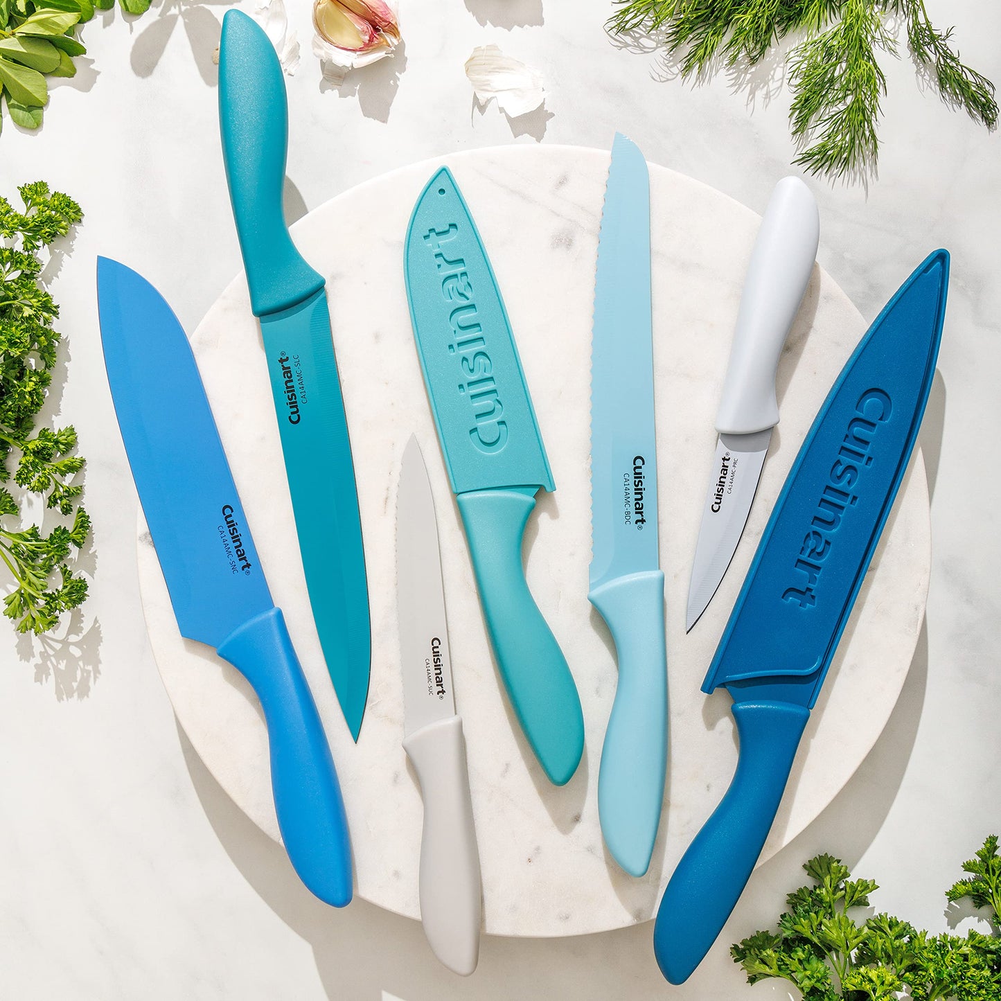Cuisinart 14-Piece Non-Stick Ceramic Coated Stainless Steel Cutlery Knife Set with Matching Blade Guards (CA-14AMC), Amazon Exclusive
