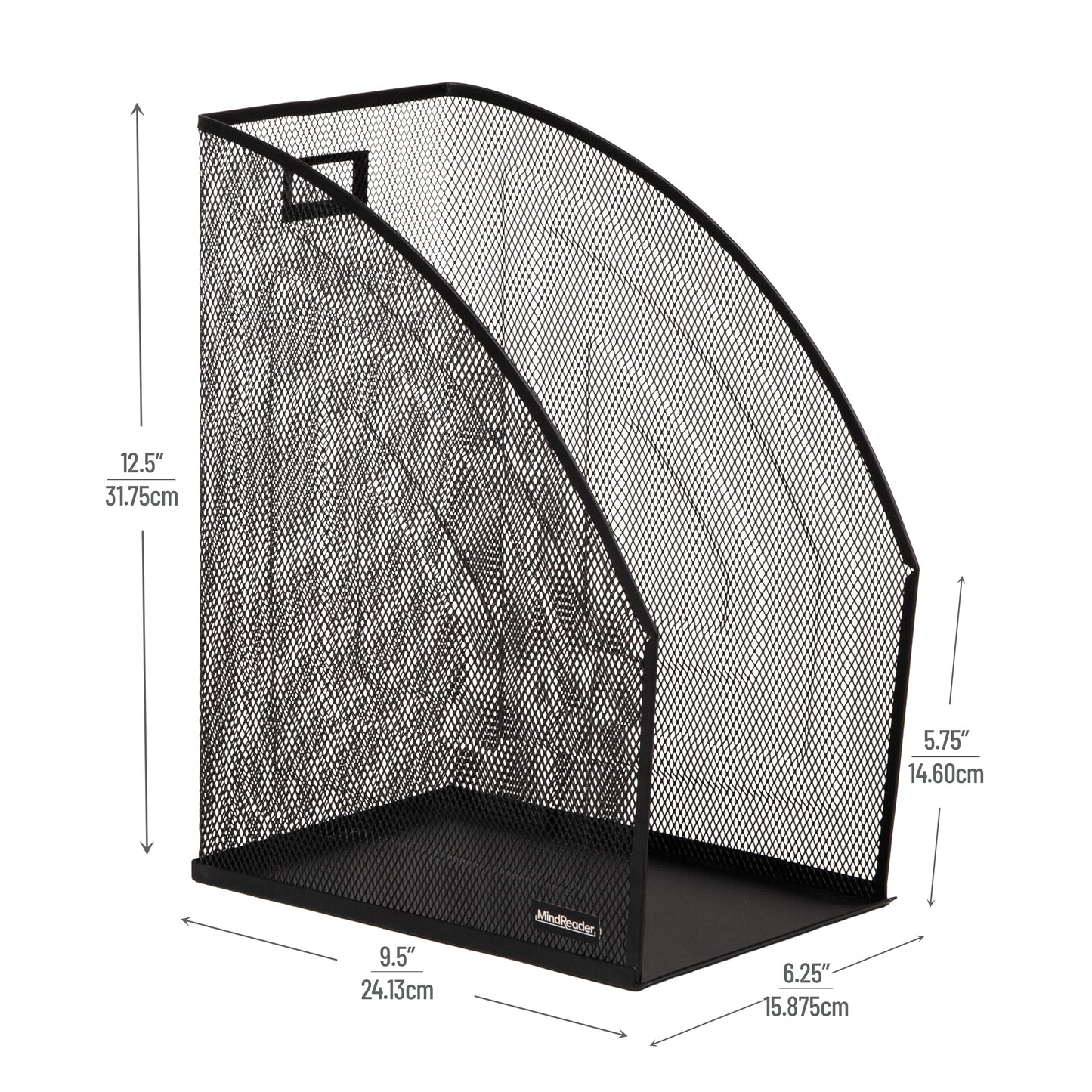 Mind Reader Vertical File Storage, Desktop Organizer, Workspace, Office, Metal Mesh, 15.9Lx25.4Wx31.8Hcm, Set of 2, Black