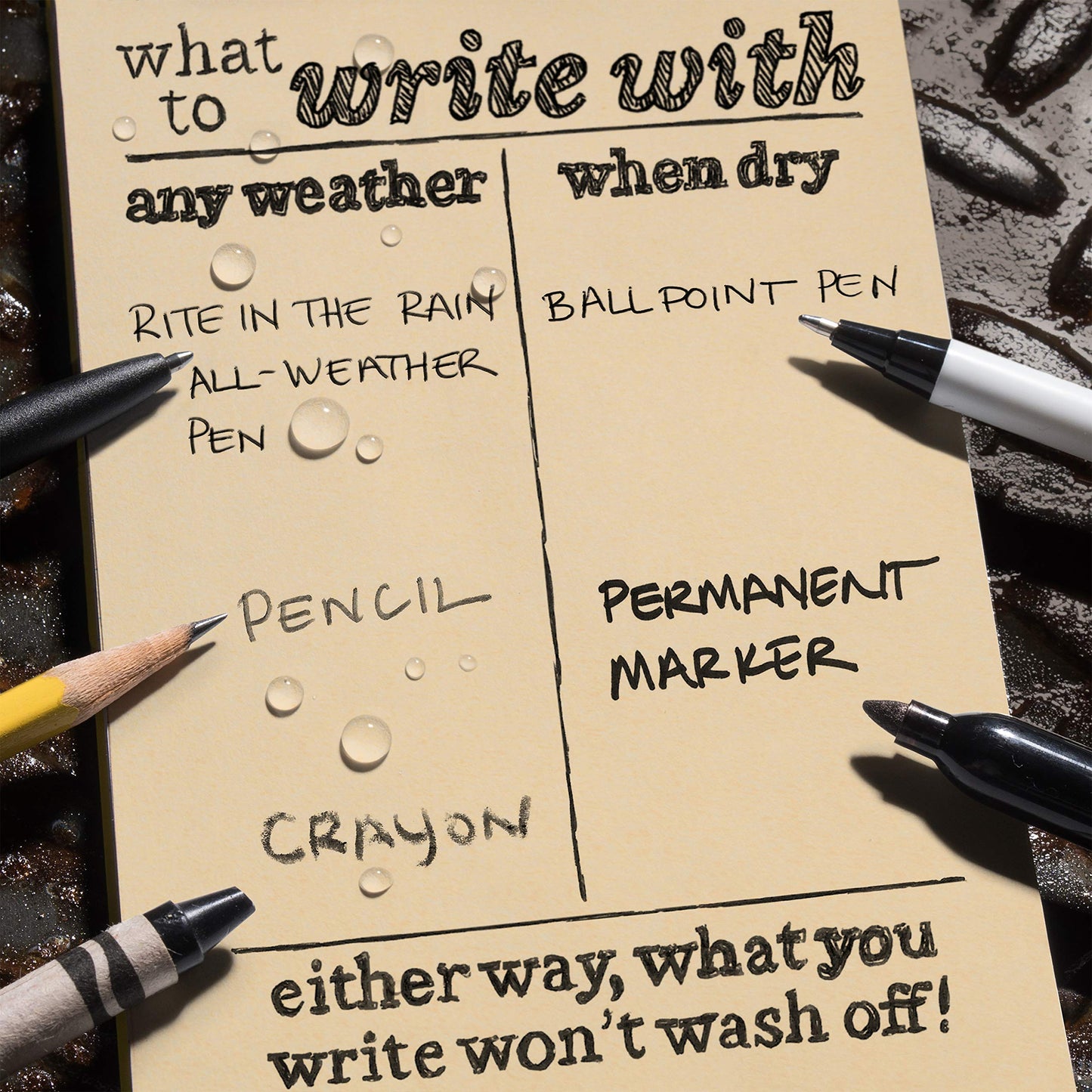 Rite in the Rain Weatherproof 3" x 5" Top-Spiral Notebook Kit: Tan Cordura Fabric Cover, 3" x 5" Tan Notebook, and an Weatherproof Pen (No. 935T-KIT)