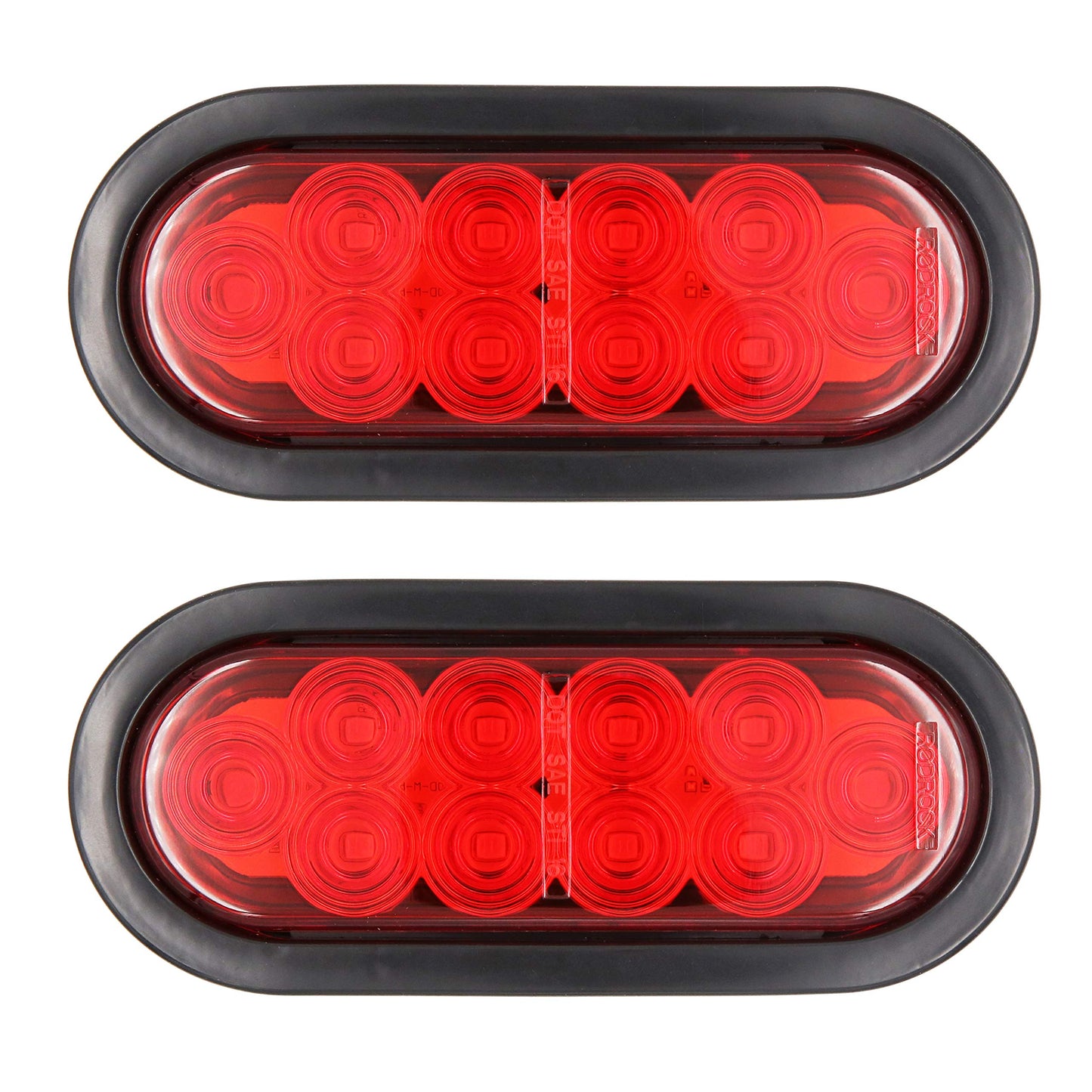 PEAKTOW PTL0434 Trailer Truck Steel Light Boxes with 6 Inches LED Red Oval Tail Light & 2 Inches LED Red Round Side Lights–Pack of 2