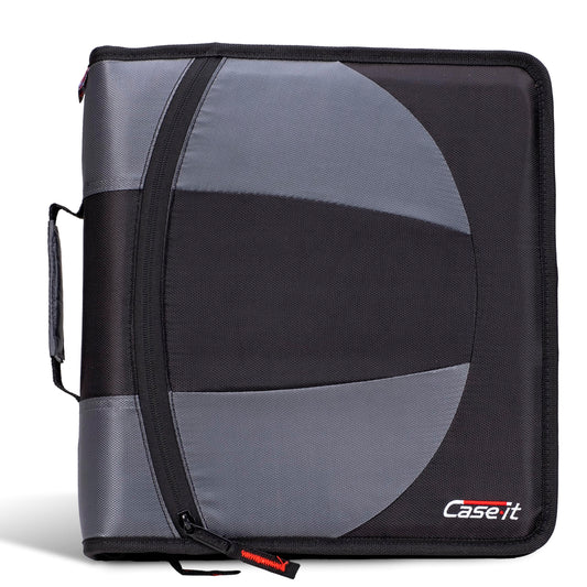 Case-it The Dual 2-in-1 Zipper Binder - Two 1.5 Inch D-Rings - Includes Pencil Pouch - Multiple Pockets - 600 Sheet Capacity - Comes with Shoulder Strap - Jet Black Dual-101