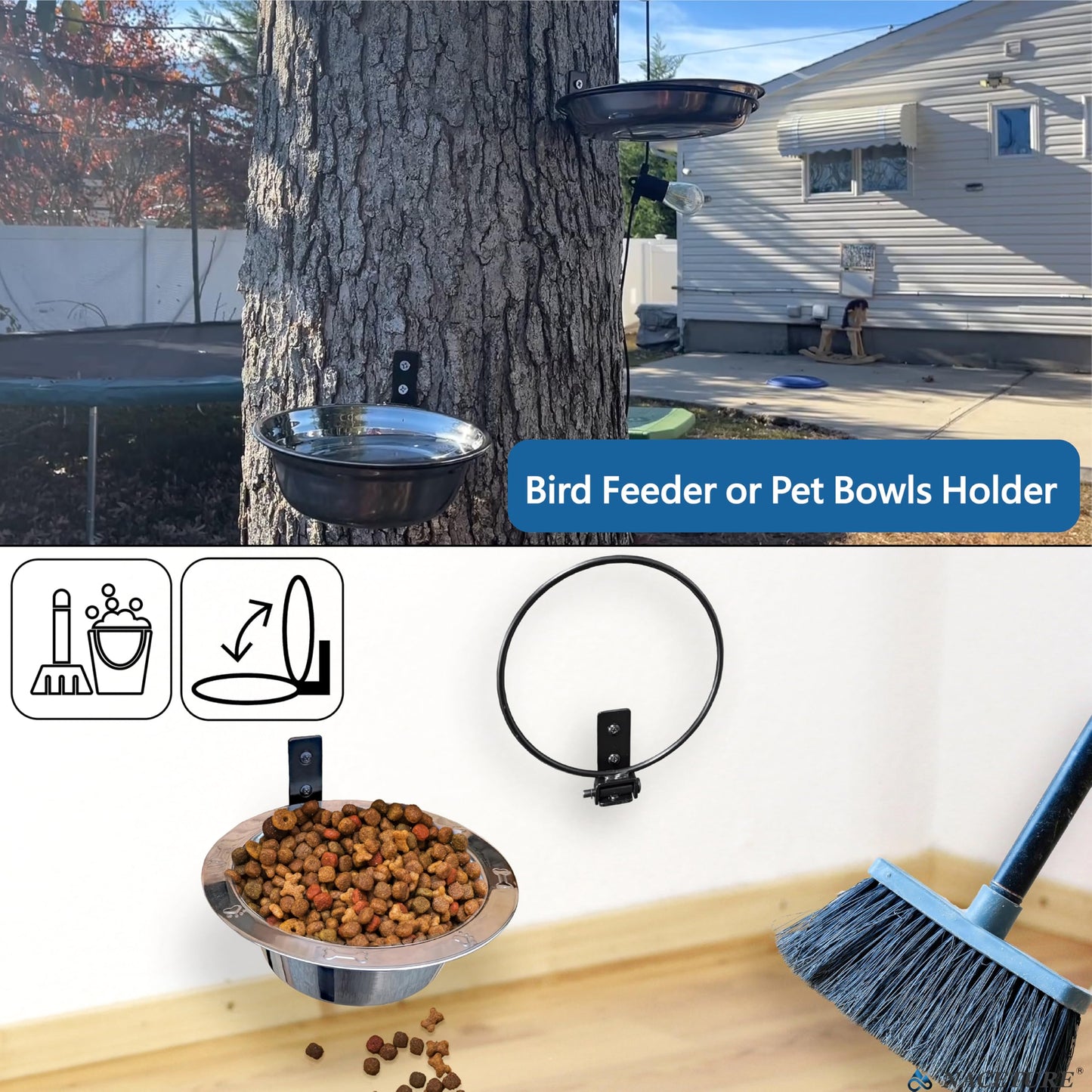 6 Inch Foldable Flower Pot Holder Ring for Wall Mount 6 Pack – Heavy Duty Metal Round Planter Hooks Hangers - Fence Pot Plant Holders Hanging Bracket for Outdoor Indoor