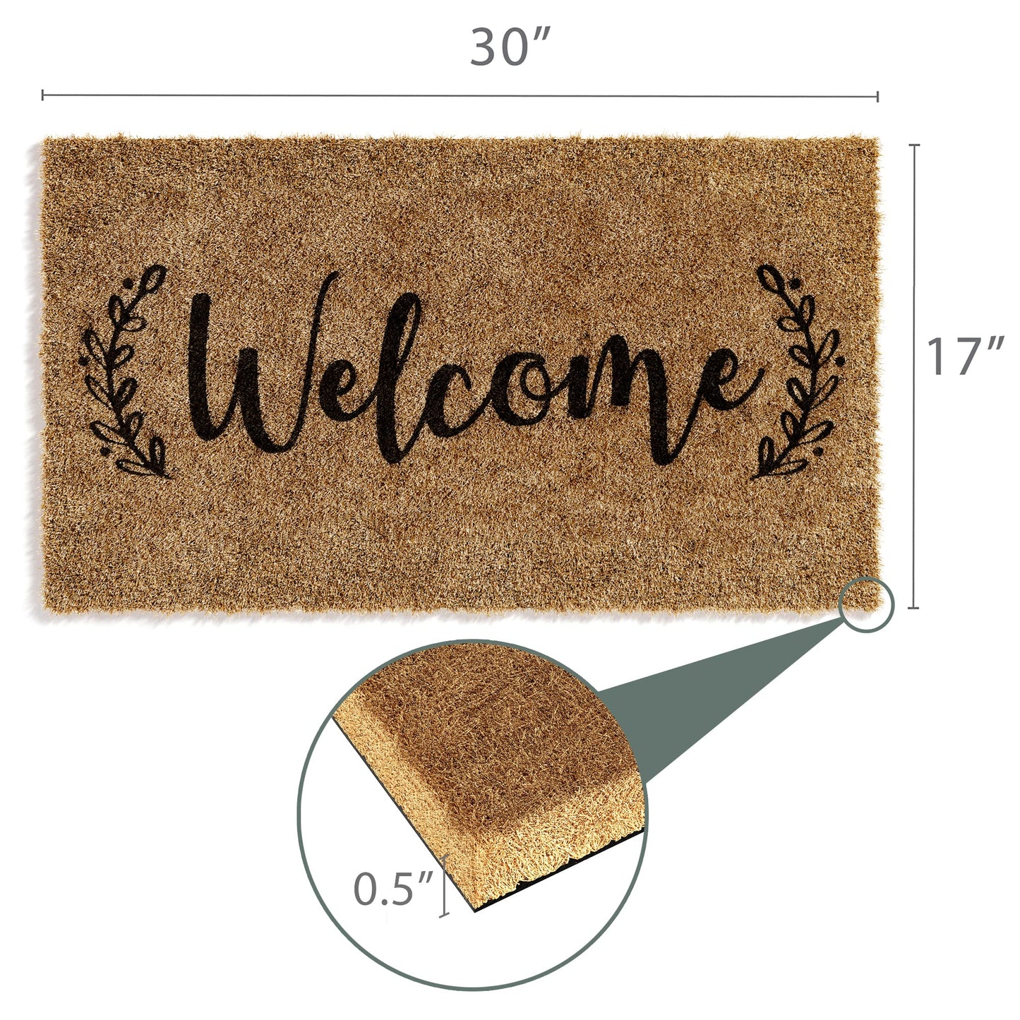 Barnyard Designs Doormat Welcome Mat for Outdoors, Large Front Door Entrance Mat, 76 x 43cm, Brown (Welcome)