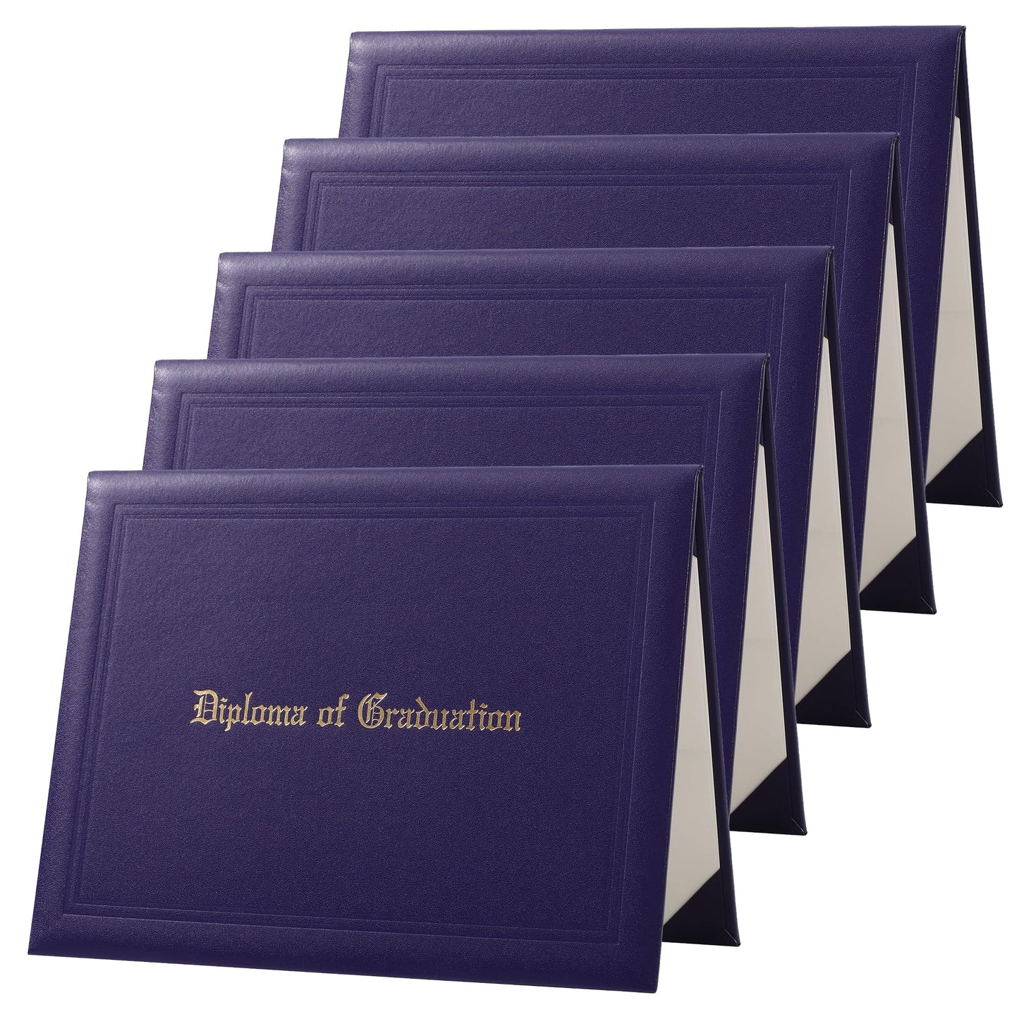 Gradwow 5 Pack Graduation Certificate Holders 8.5''x11'' Imprinted Diploma Covers PU Leather Document Cover for Adults (Purple, 8.5''x11'')
